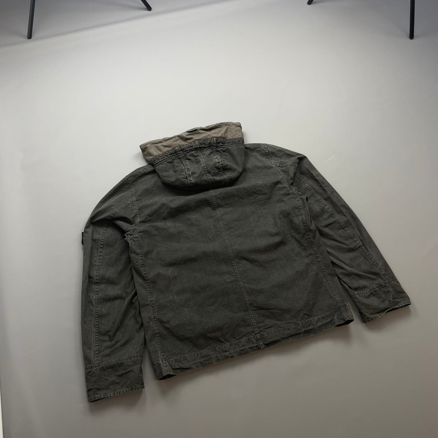 Stone Island Black/Grey Cotton Spalmatura Hooded Jacket SS07