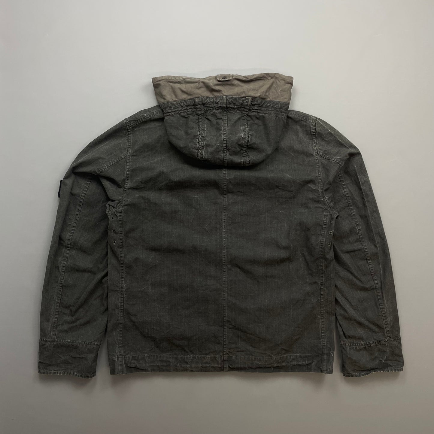 Stone Island Black/Grey Cotton Spalmatura Hooded Jacket SS07