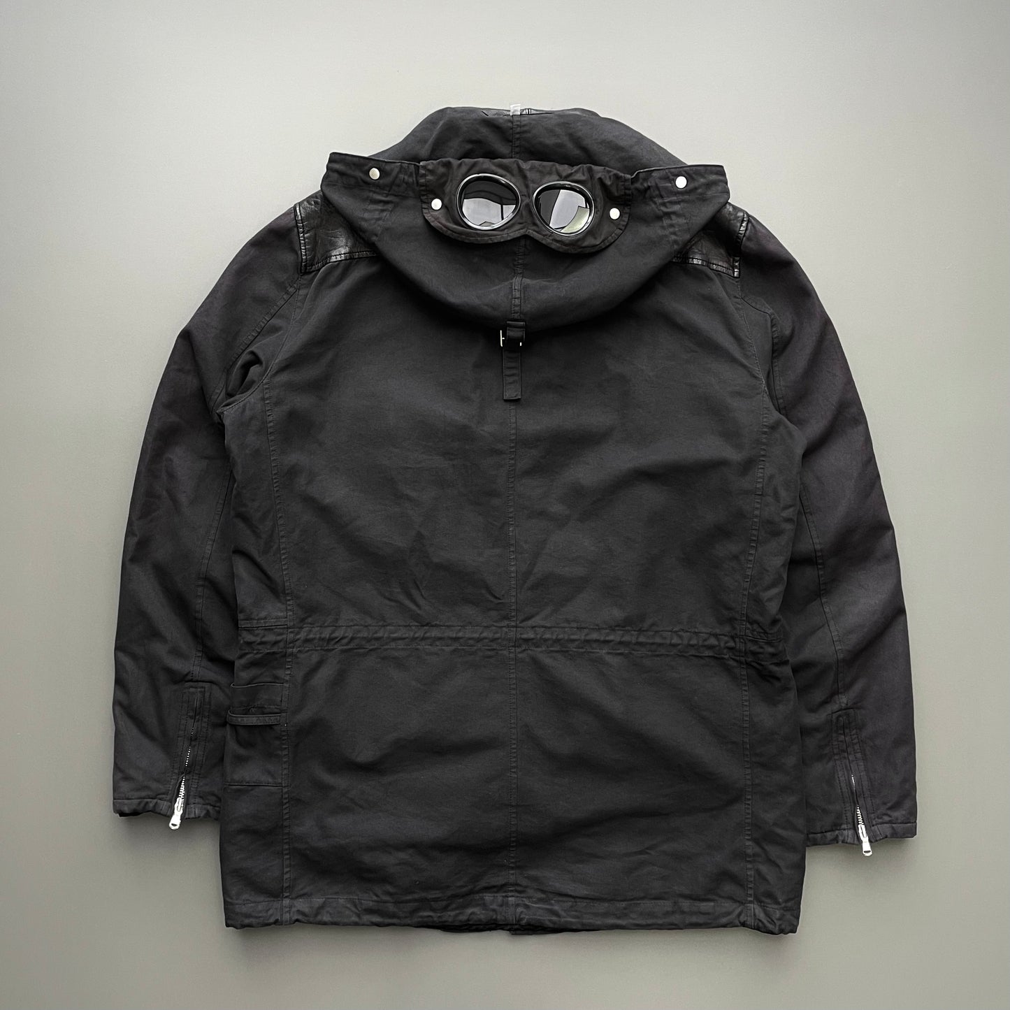 C.P. Company Black AW05 Leather Green Lens Mille Miglia Goggle Jacket