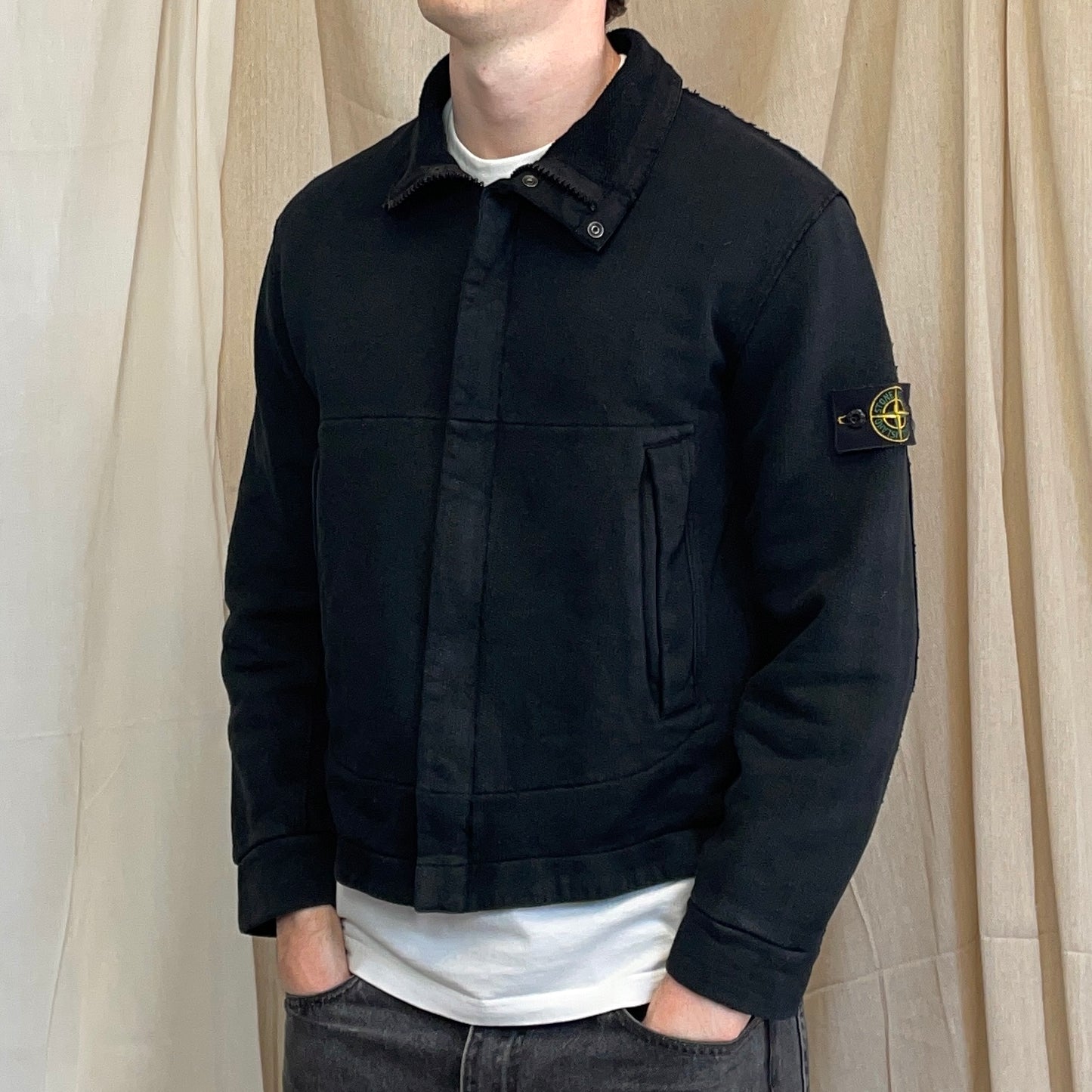 Stone Island Black SS02 Raw Edge Technical Fleece Jacket