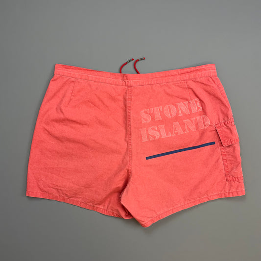Stone Island Peach 90s Spellout Swim Shorts