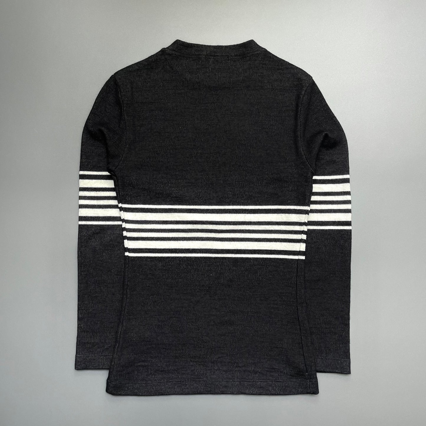 Emporio Armani Grey & White 90s Bulk Stripe Knit Jumper