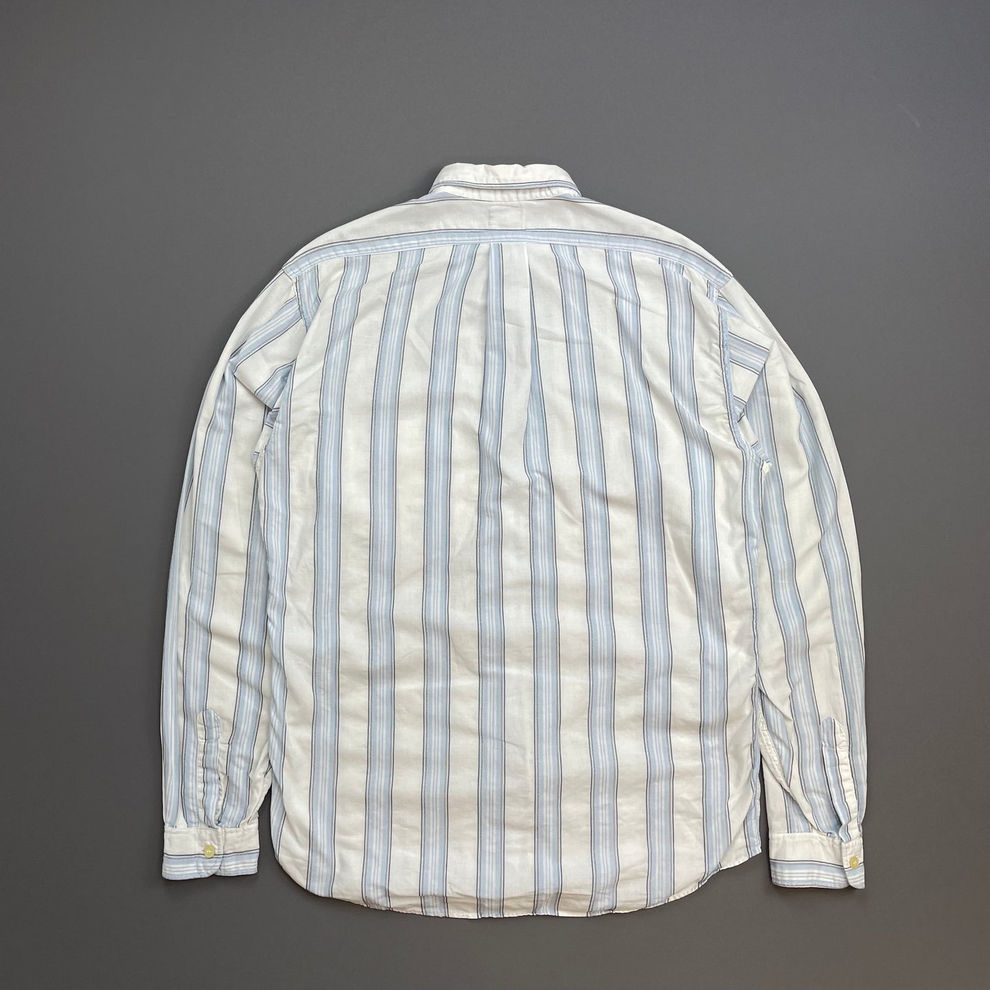 Emporio Armani White & Blue 80s Cotton Button-Through Pocket Shirt