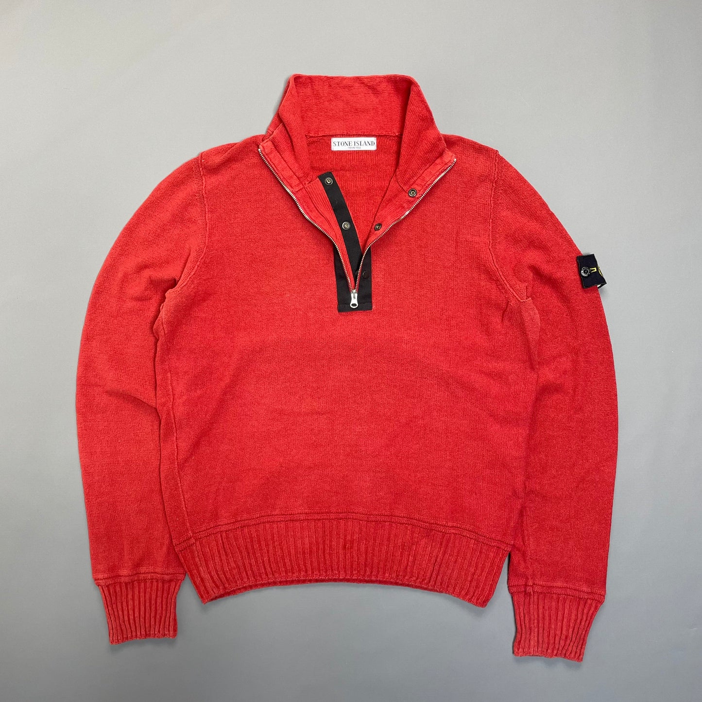 Stone Island Red Lightweight Knit 1/4 Zip Jumper SS10