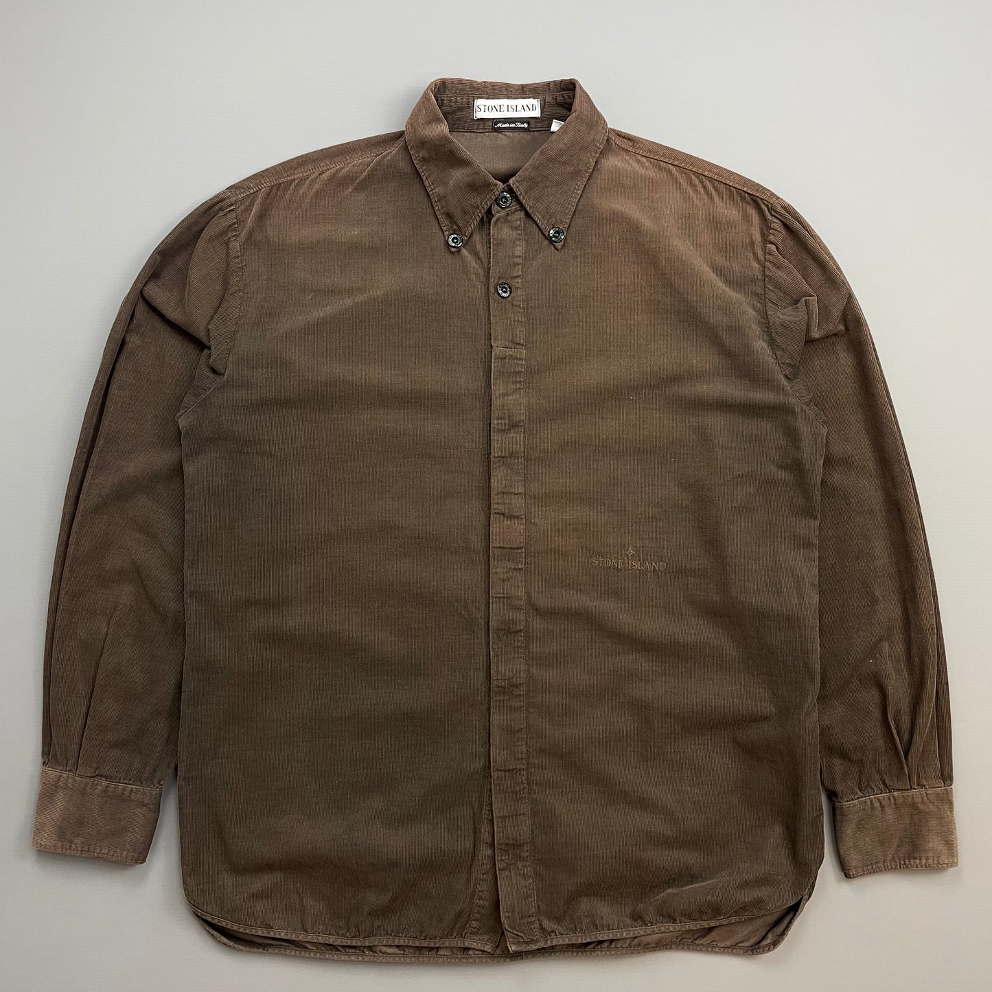 Stone Island Brown AW97 Fine Cord Concealed Button-Up Shirt