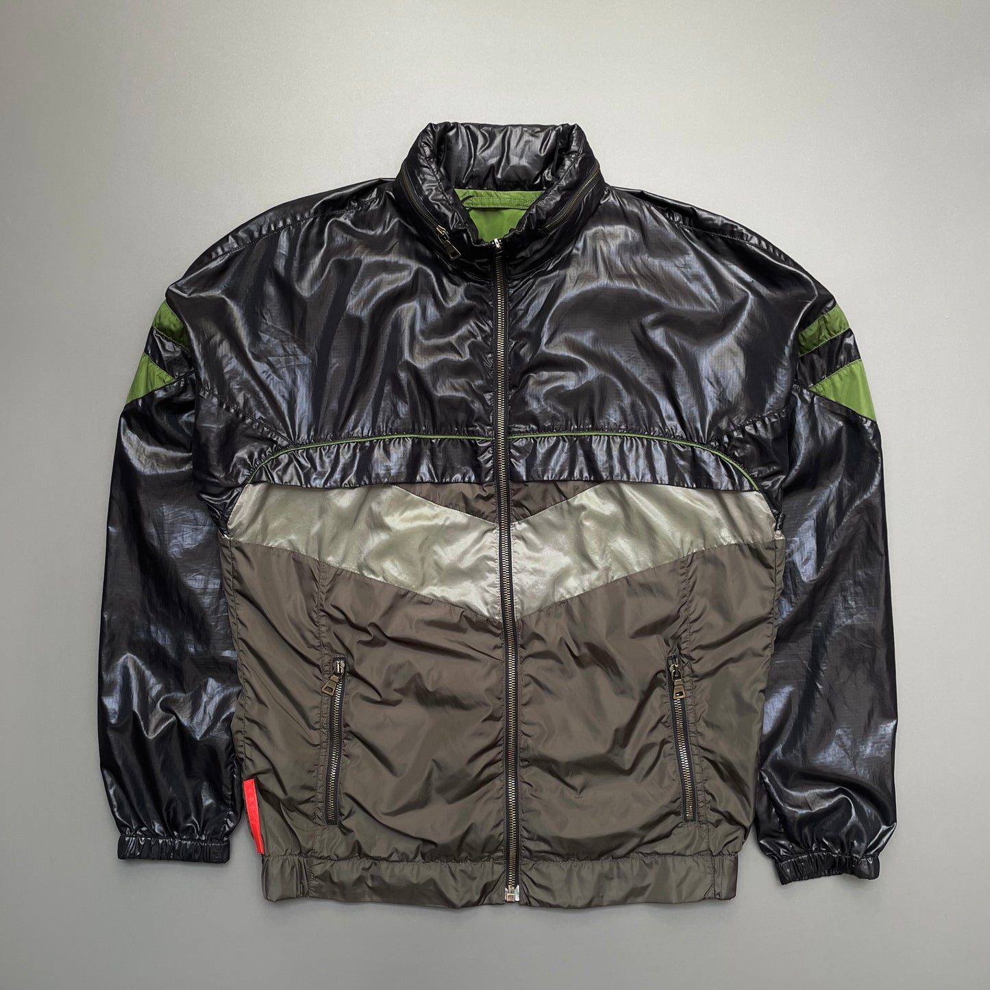 Prada Sport Black, Green & Grey 2008 Translucent Windbreaker