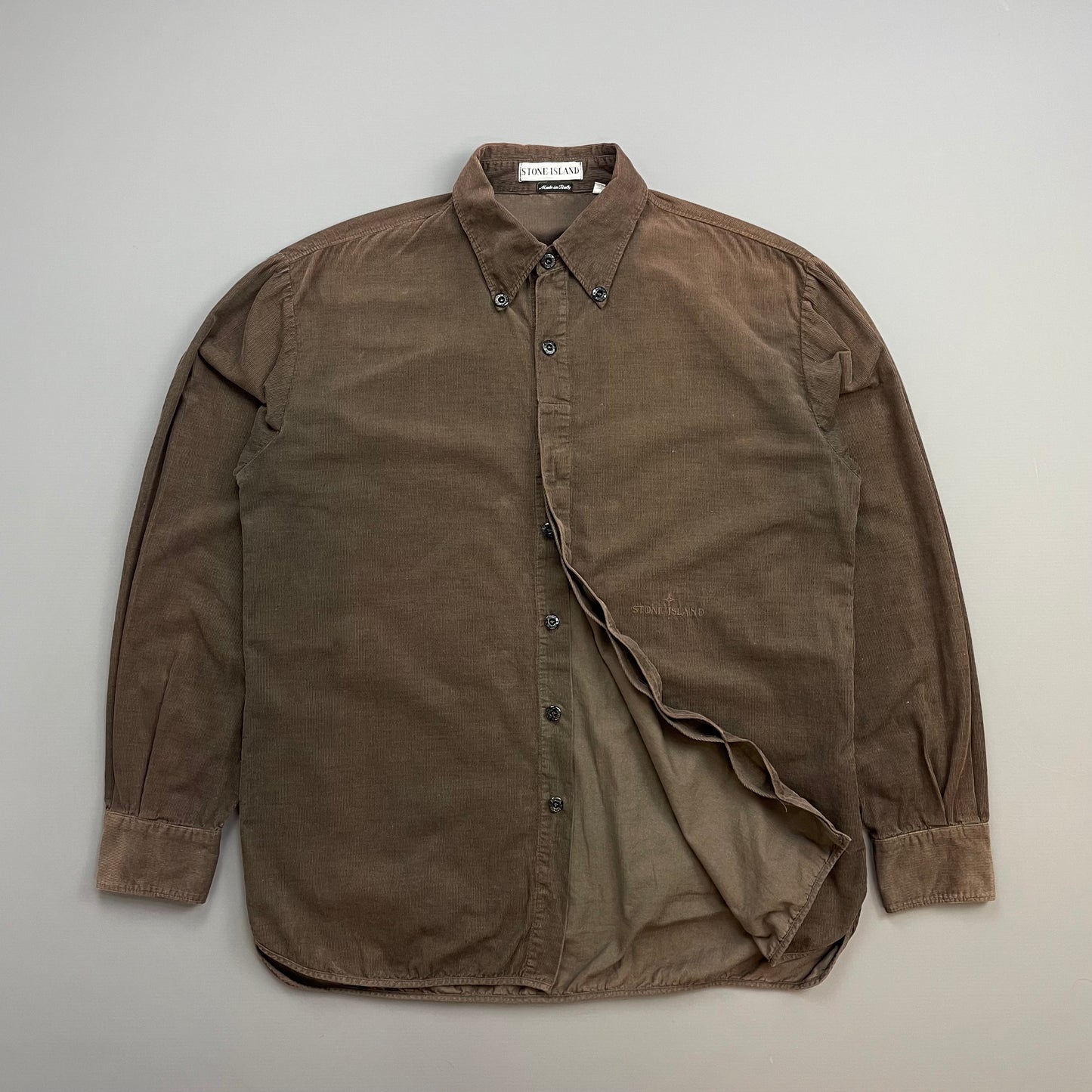 Stone Island Brown AW97 Fine Cord Concealed Button-Up Shirt