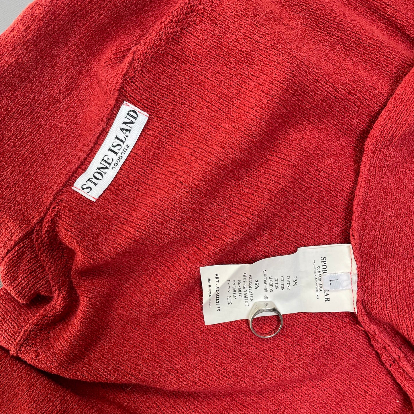 Stone Island Red Lightweight Knit 1/4 Zip Jumper SS10