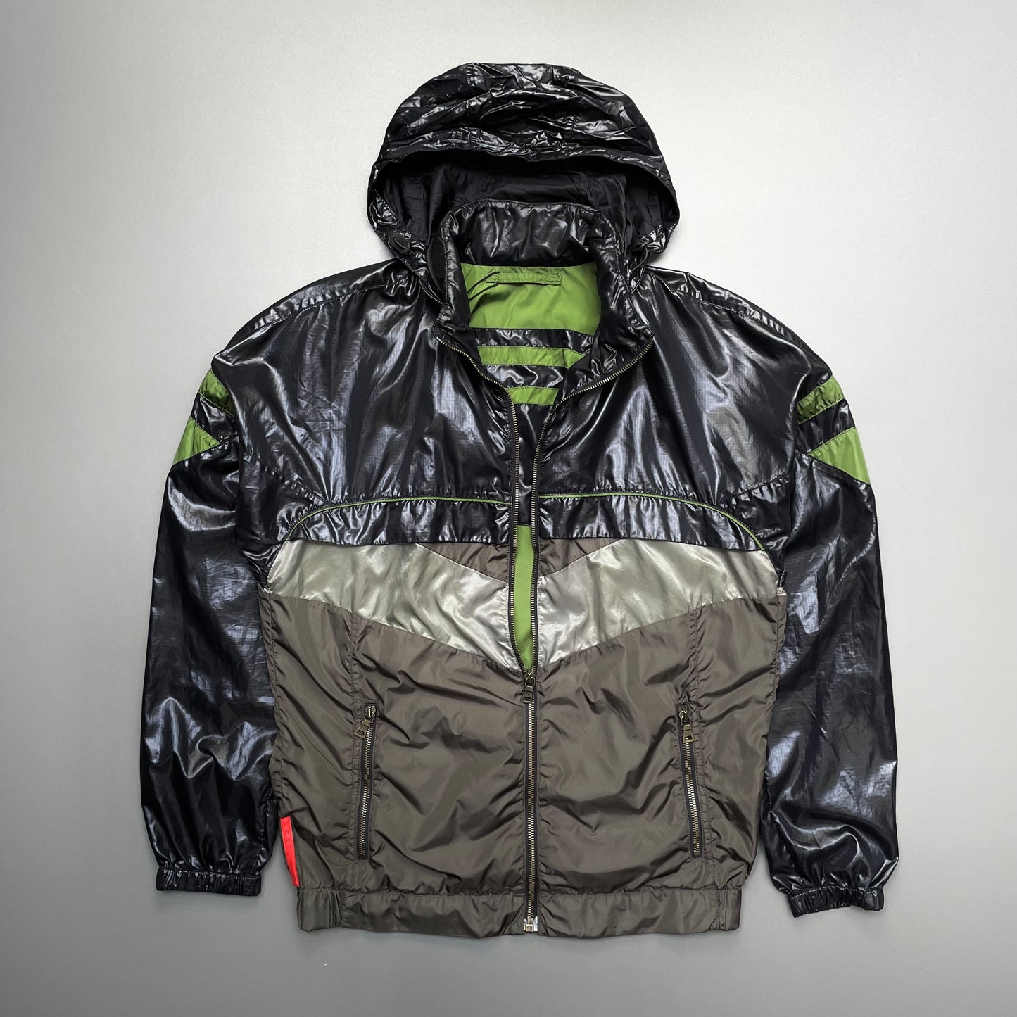 Prada Sport Black, Green & Grey 2008 Translucent Windbreaker