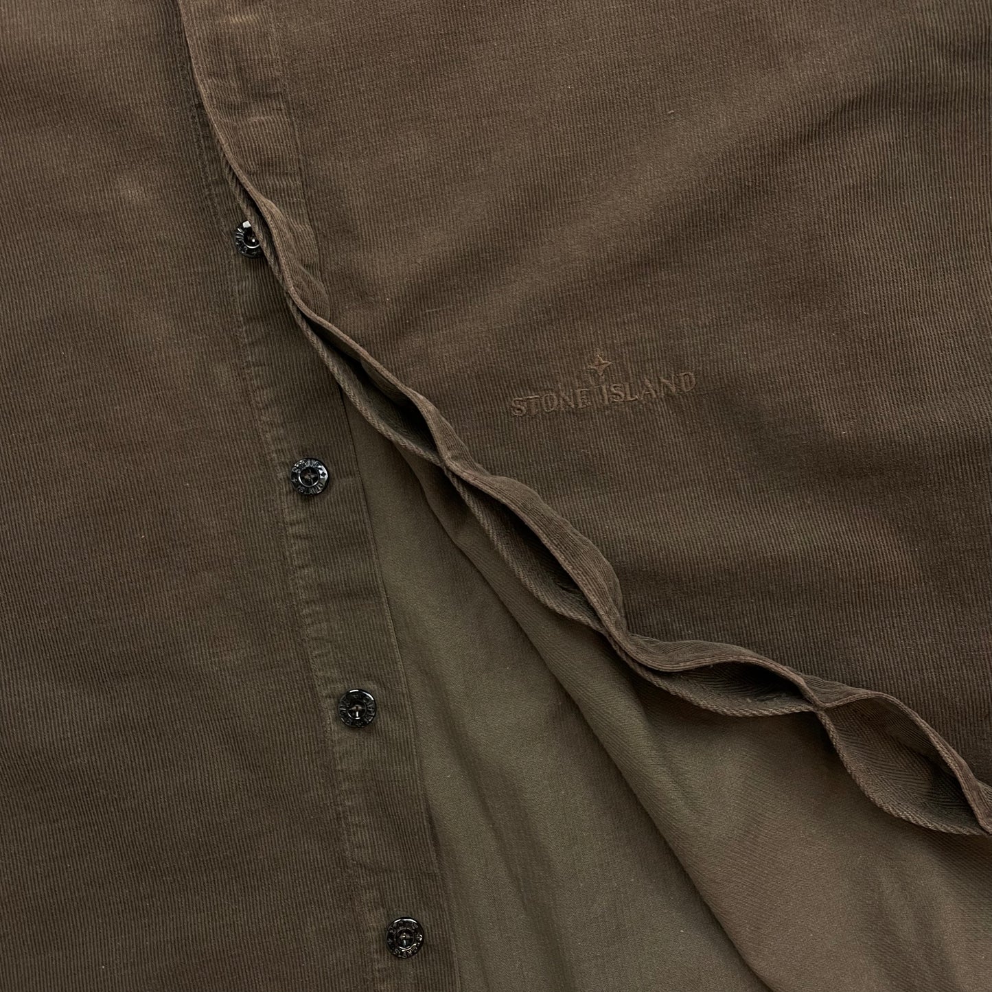 Stone Island Brown AW97 Fine Cord Concealed Button-Up Shirt