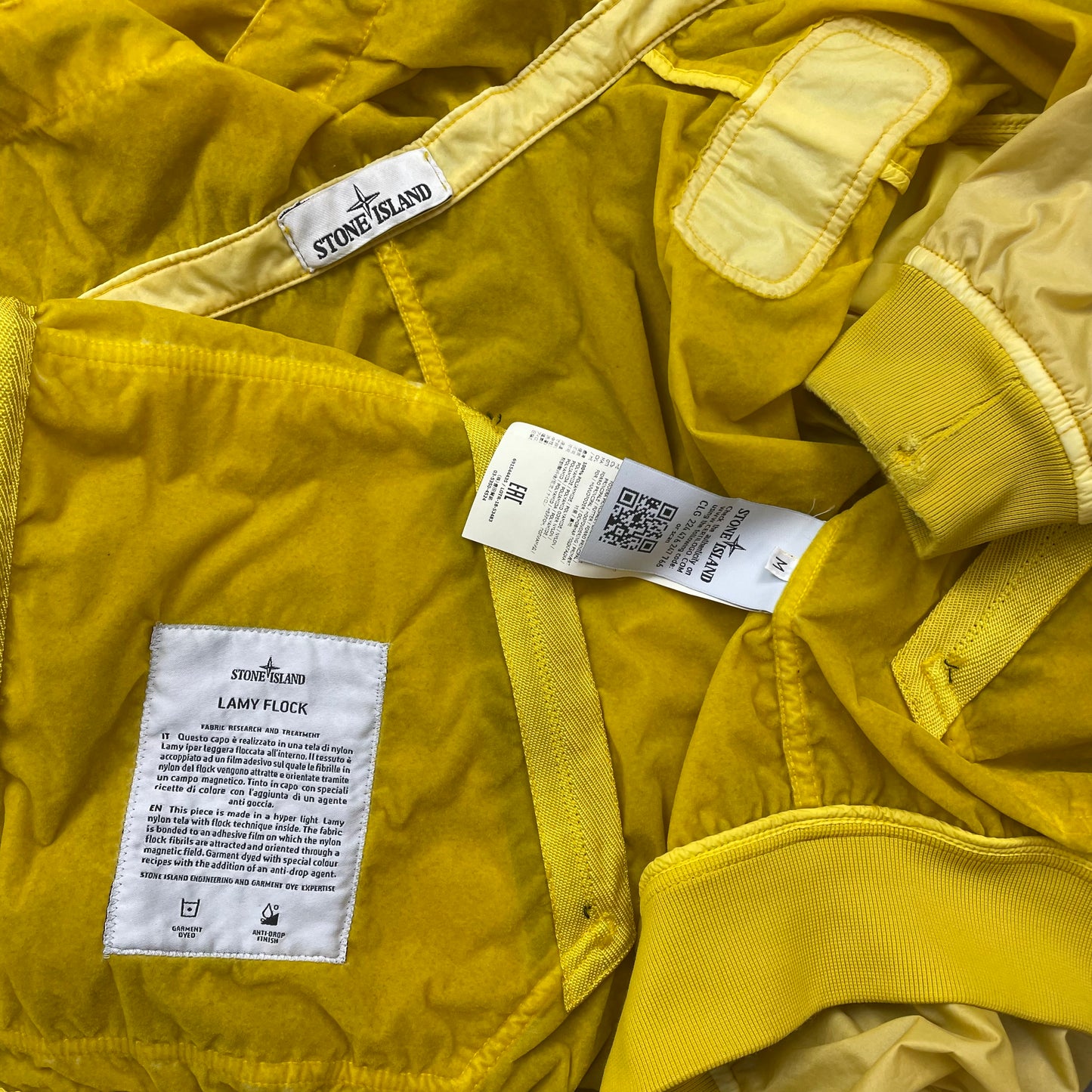 Stone Island Yellow AW18 Lamy Flock Hooded Jacket