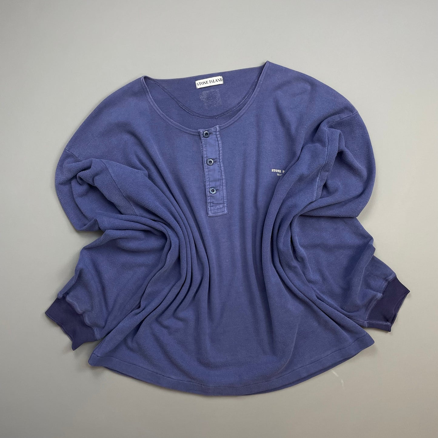 Stone Island Blue 80s Marina Scoop Neck Button-Up Jumper