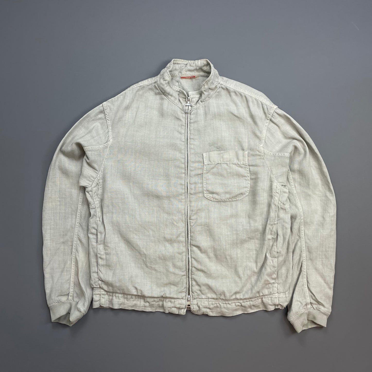 Prada Sport Grey 00s Linen Zip-Through Lightweight Jacket