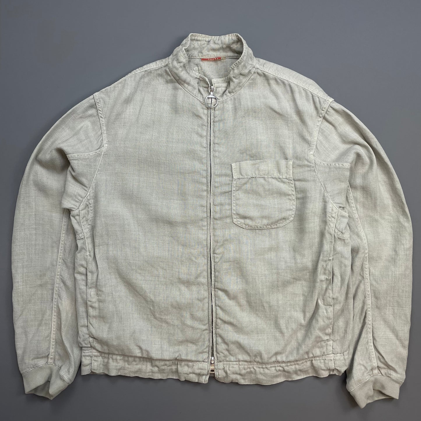 Prada Sport Grey 00s Linen Zip-Through Lightweight Jacket