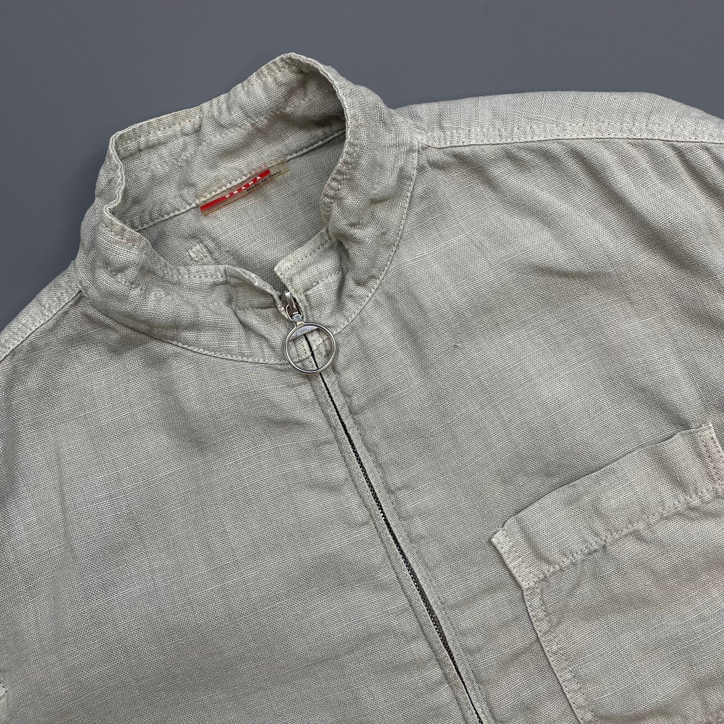 Prada Sport Grey 00s Linen Zip-Through Lightweight Jacket