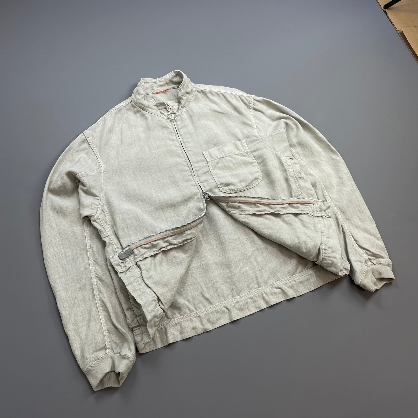 Prada Sport Grey 00s Linen Zip-Through Lightweight Jacket