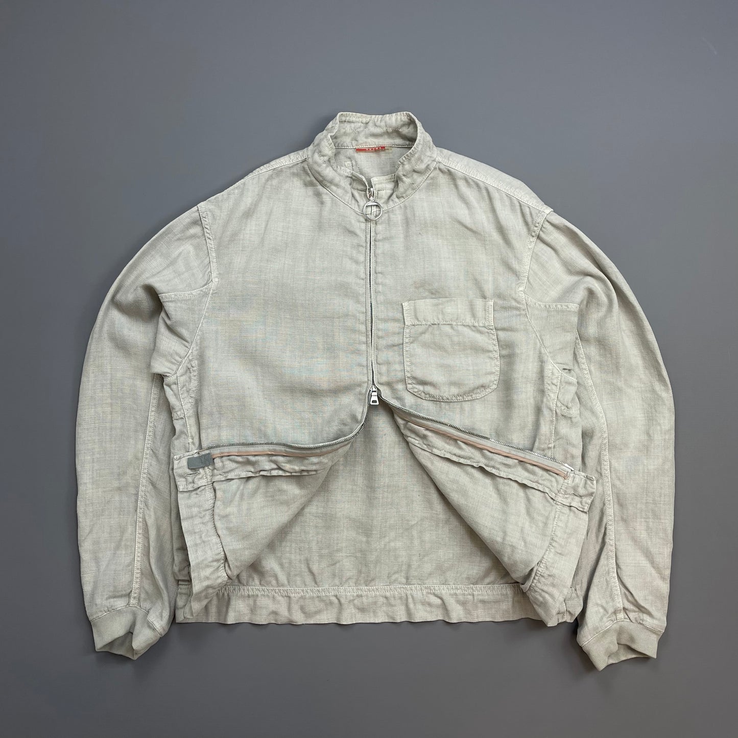 Prada Sport Grey 00s Linen Zip-Through Lightweight Jacket