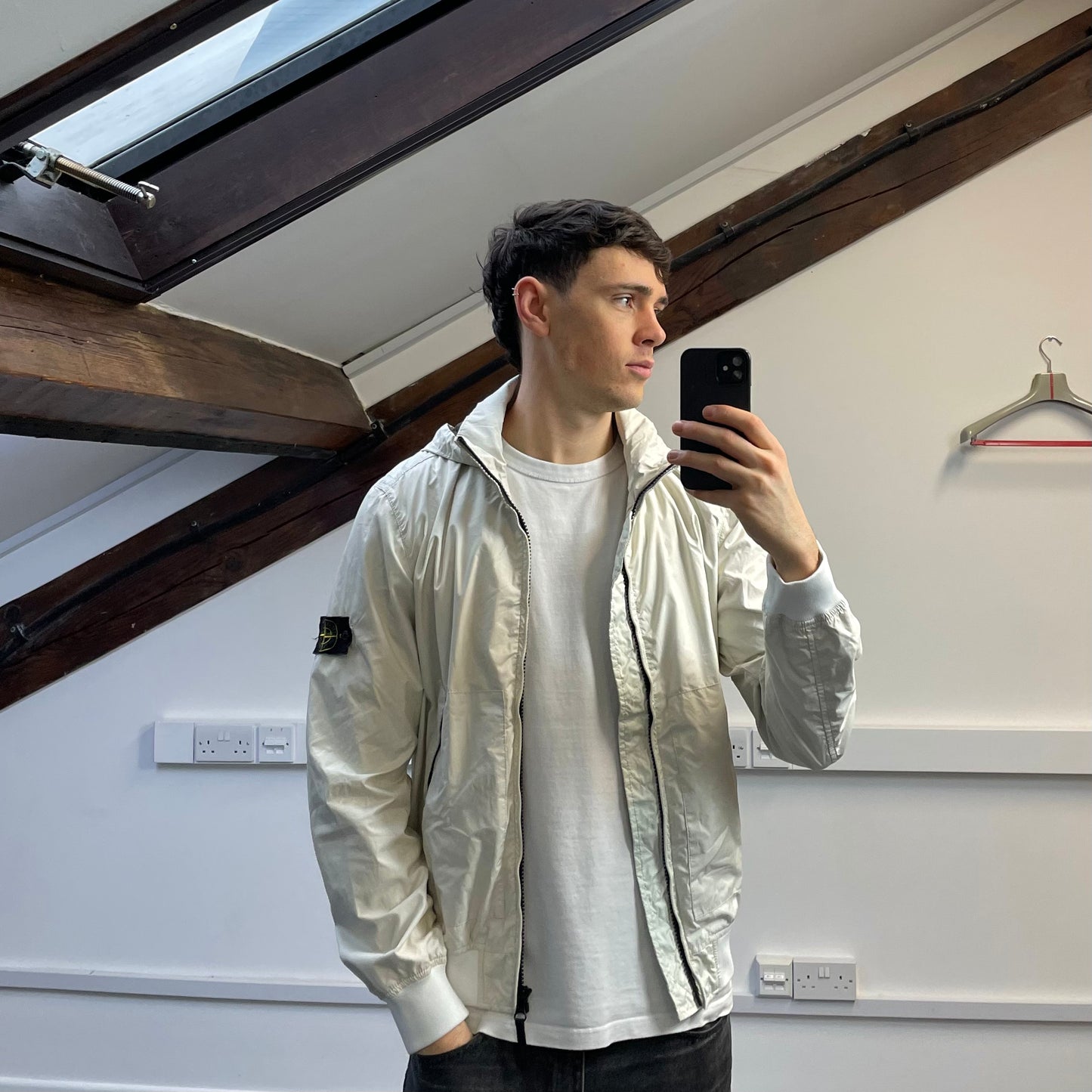 Stone Island White SS15 Membrana 3L TC Concealed Hood Jacket