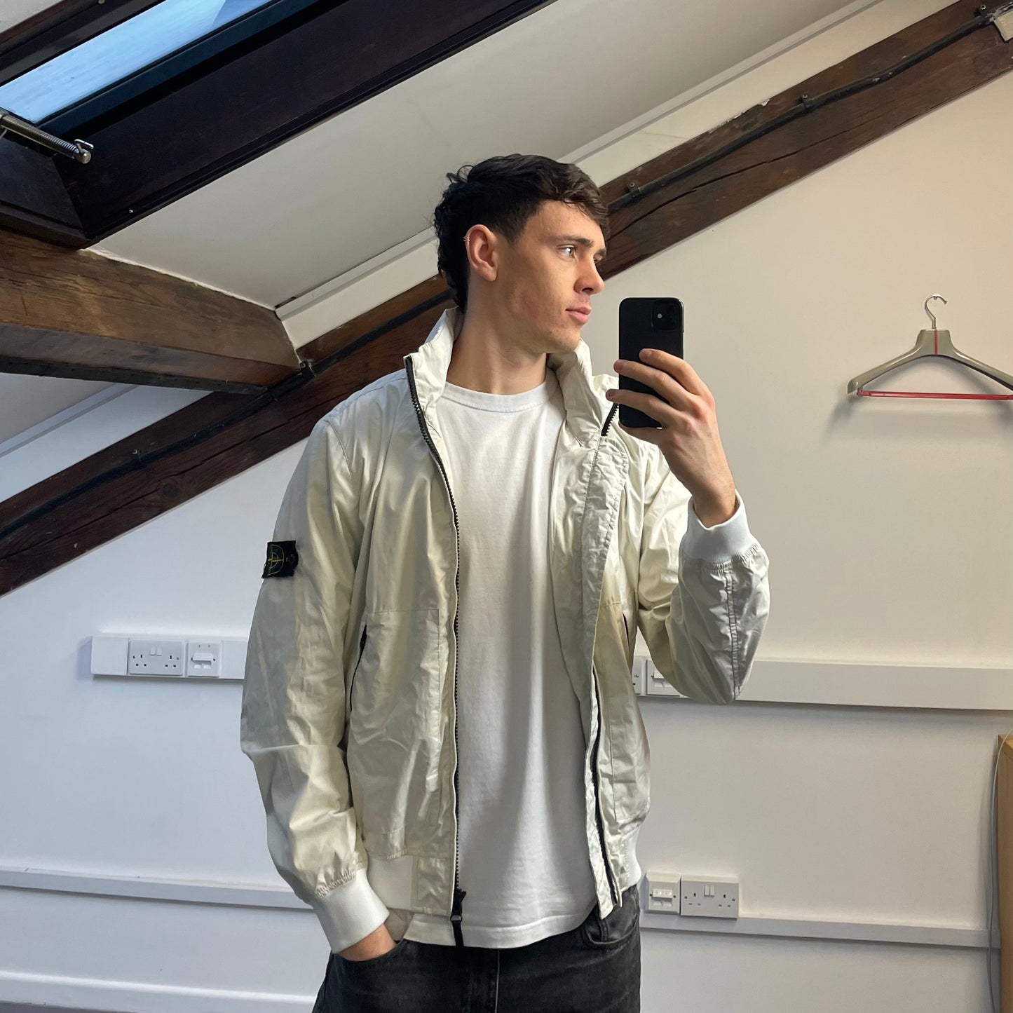 Stone Island White SS15 Membrana 3L TC Concealed Hood Jacket