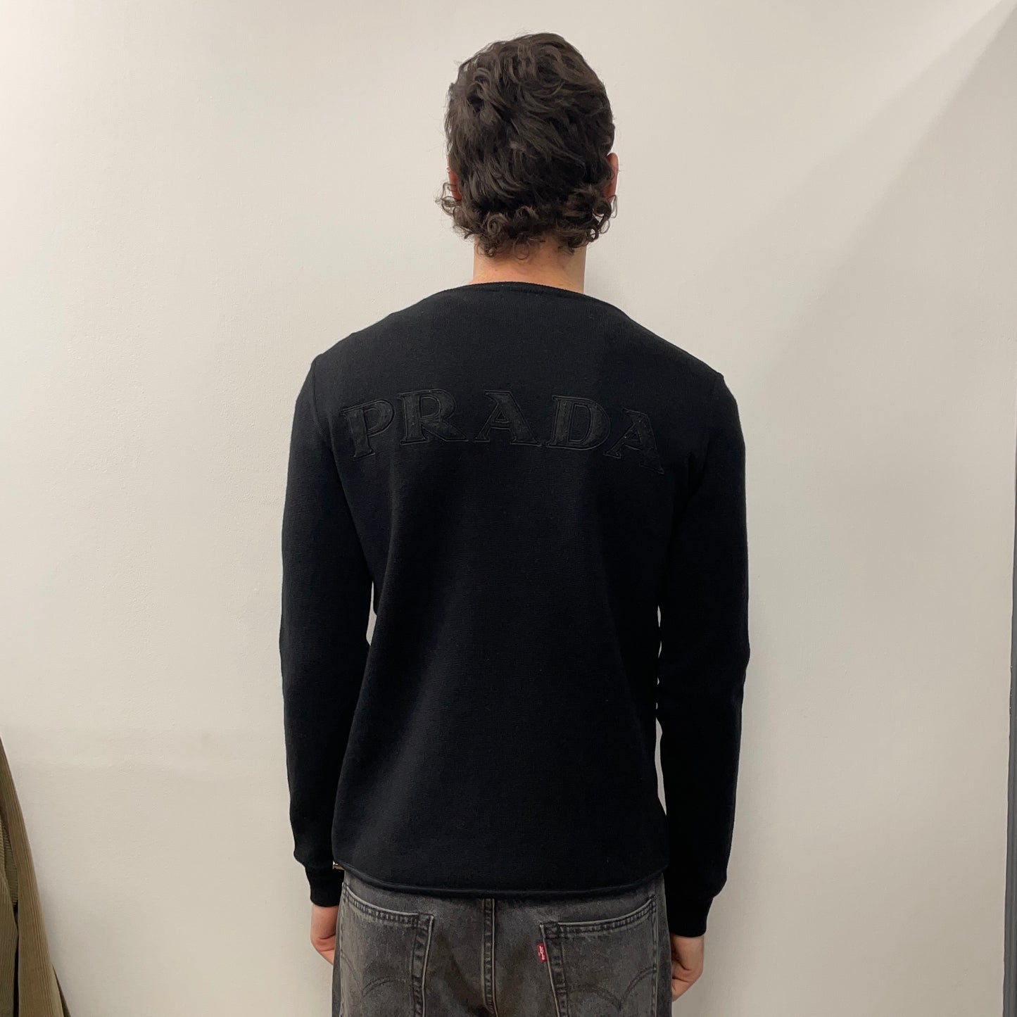 Prada Sport Black 2006 Spellout Technical Wool Knit Jumper