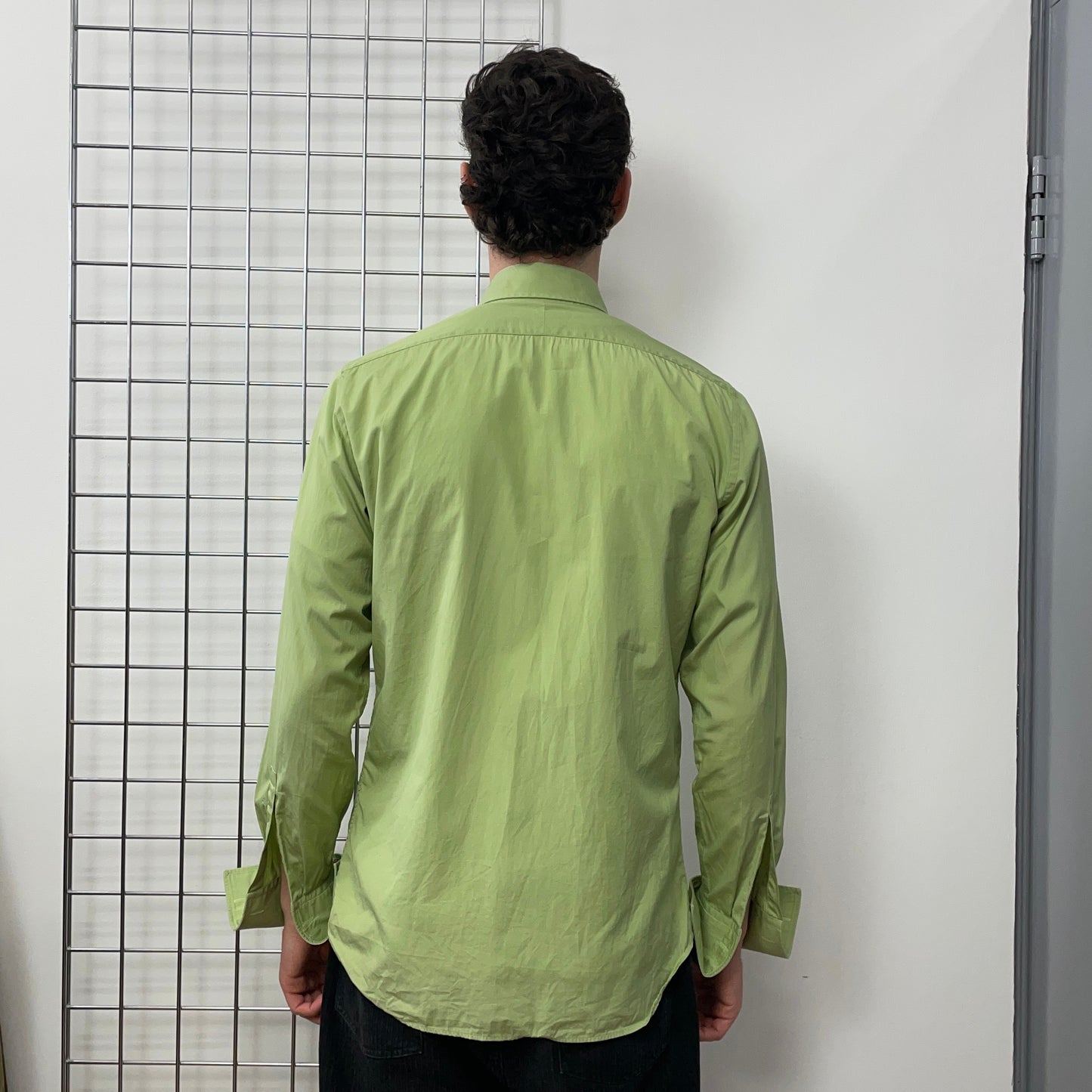 Prada Lime Green 00s Dress Shirt