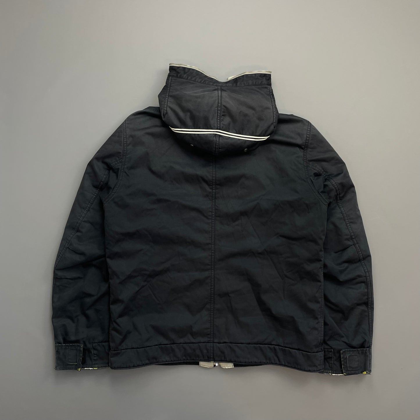 Stone Island Black AW10 Raso Gommato Fleece Lined Packable Hood Jacket