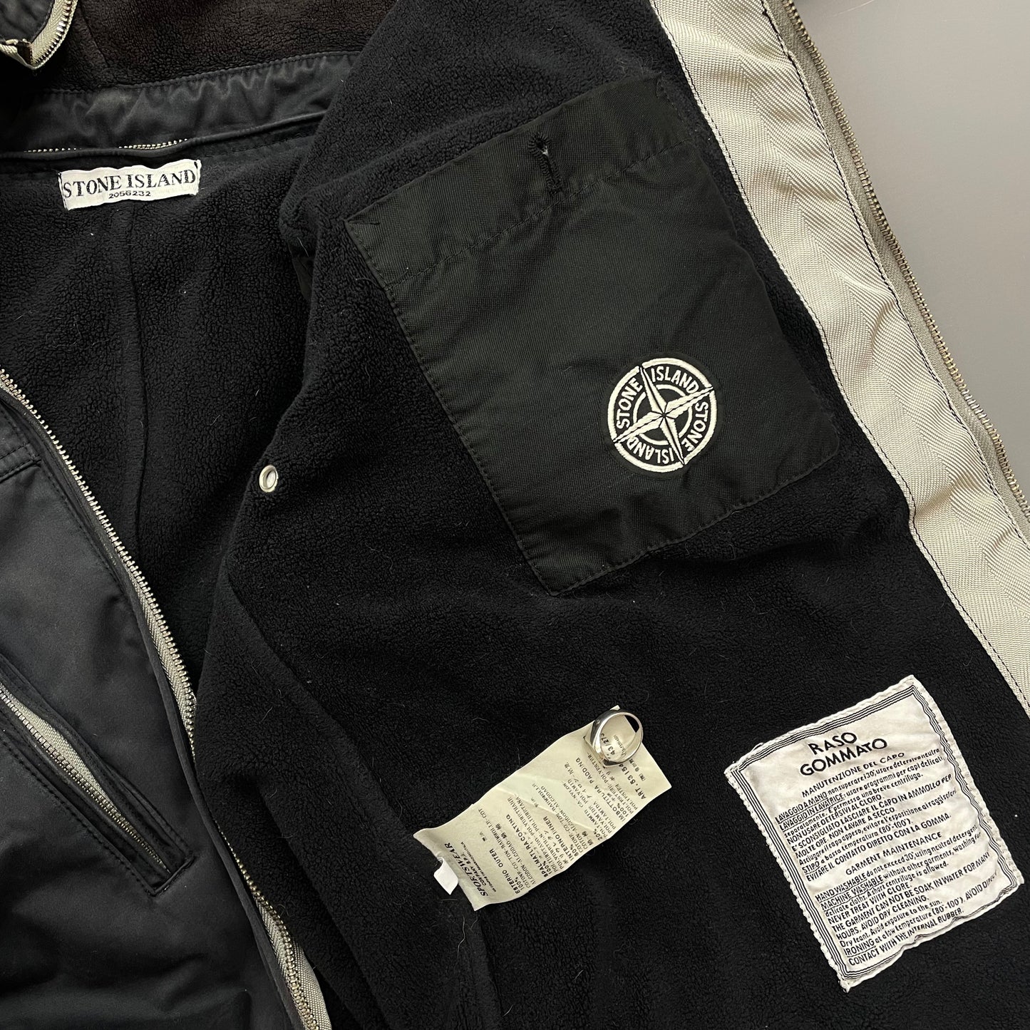 Stone Island Black AW10 Raso Gommato Fleece Lined Packable Hood Jacket
