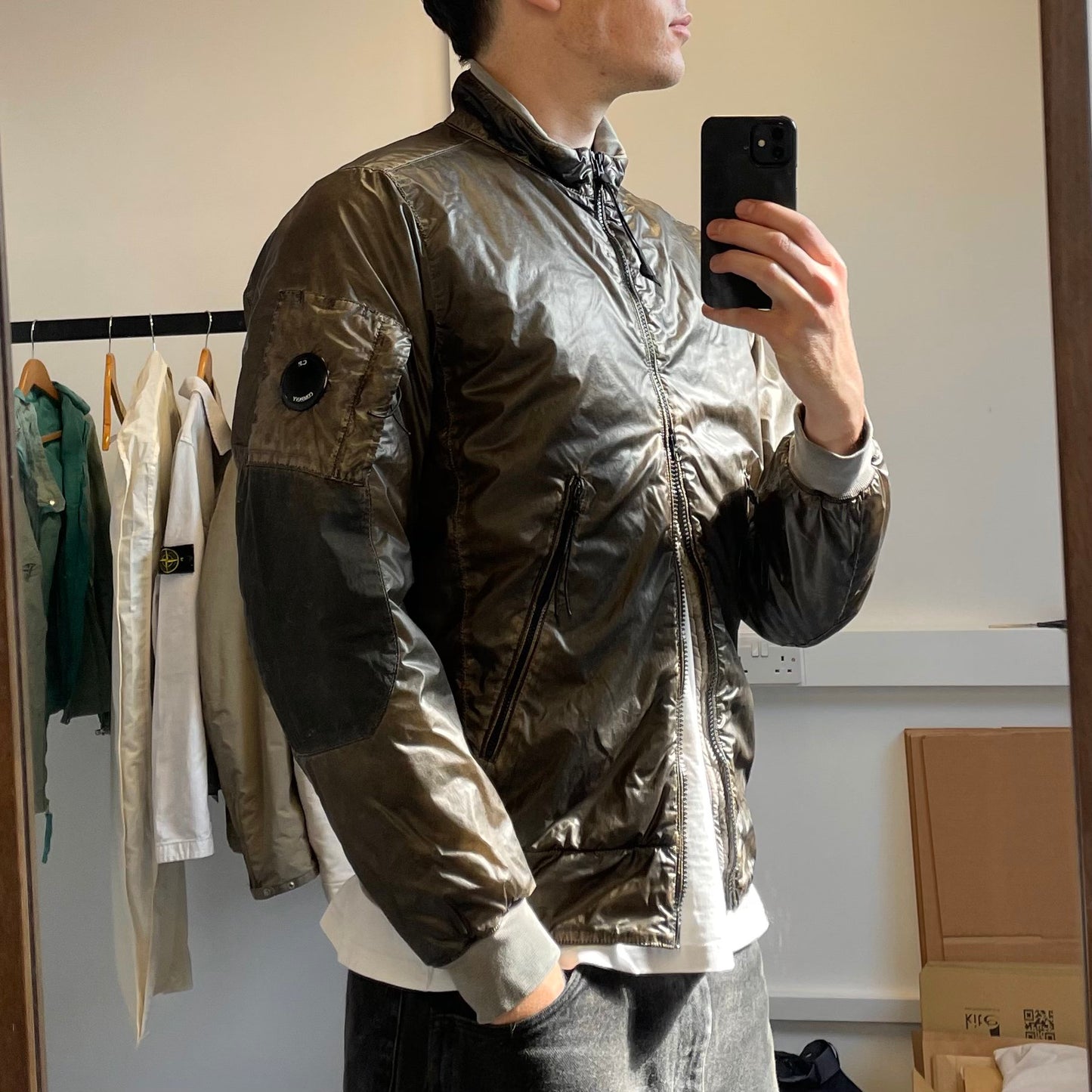 C.P. Company Nyber Bomber Jacket in Dusty Olive