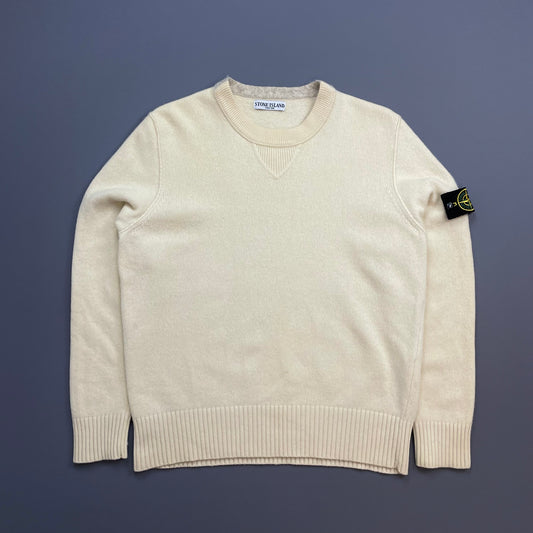 Stone Island Cream & Grey AW09 Wool Knit Crewneck Jumper