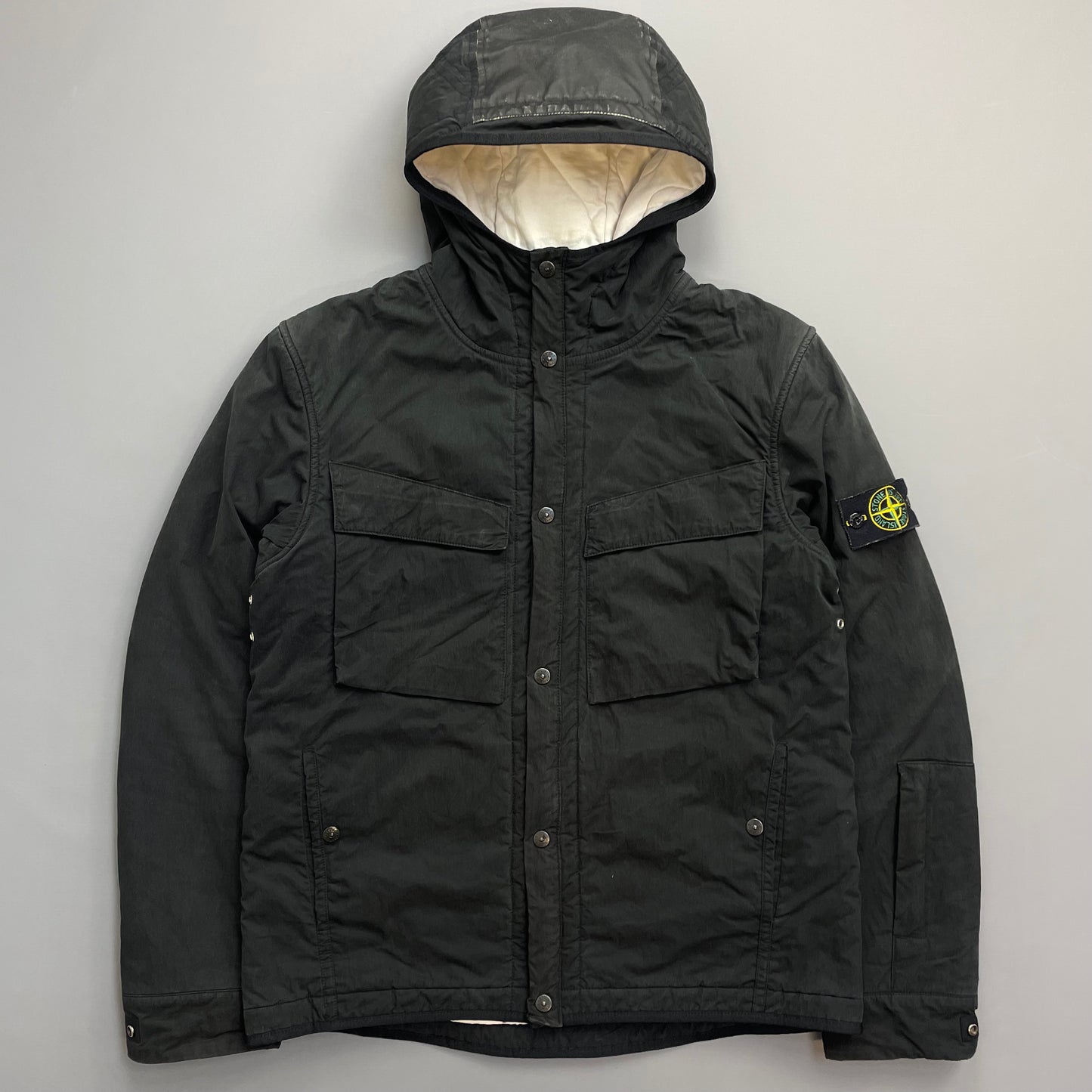 Stone Island Black AW09 Quilt-Lined Hooded Jacket