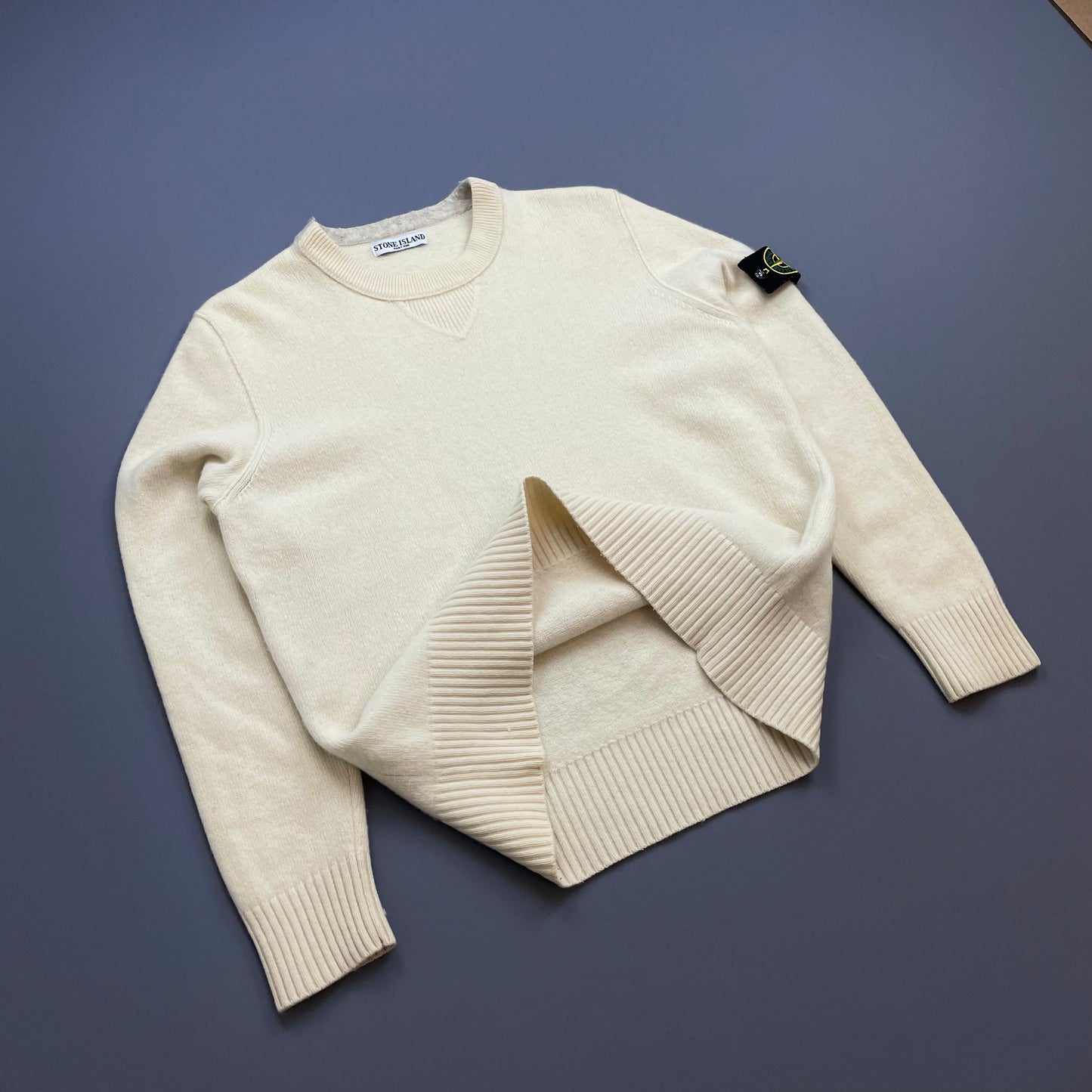 Stone Island Cream & Grey AW09 Wool Knit Crewneck Jumper