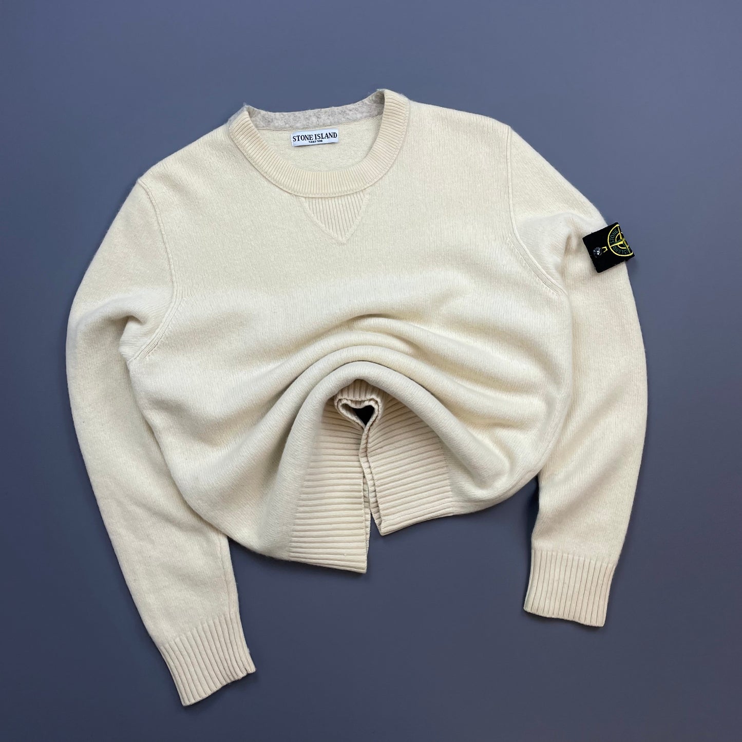 Stone Island Cream & Grey AW09 Wool Knit Crewneck Jumper