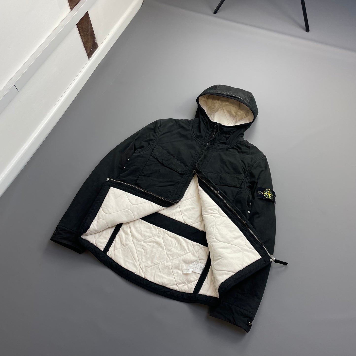 Stone Island Black AW09 Quilt-Lined Hooded Jacket