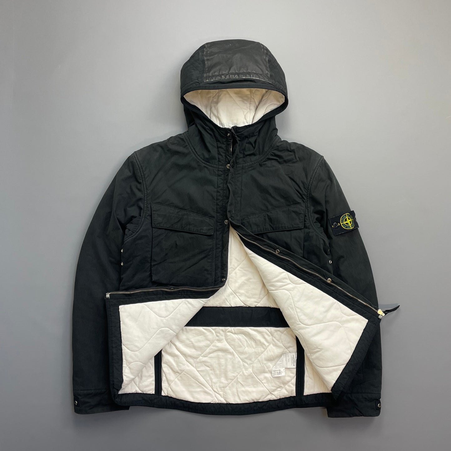 Stone Island Black AW09 Quilt-Lined Hooded Jacket