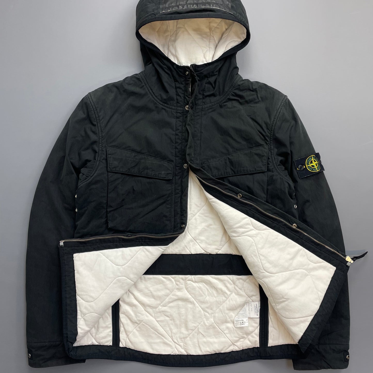 Stone Island Black AW09 Quilt-Lined Hooded Jacket