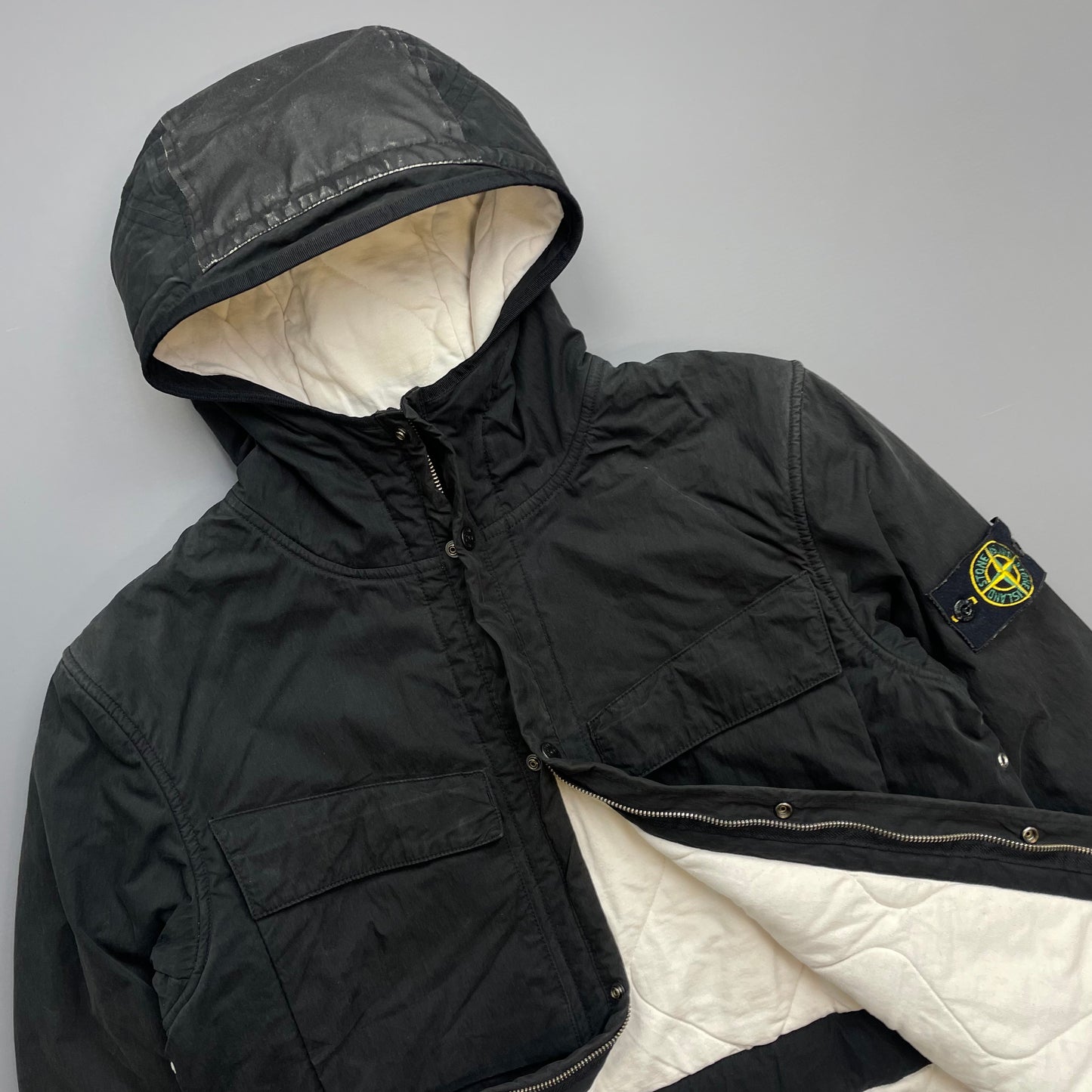 Stone Island Black AW09 Quilt-Lined Hooded Jacket