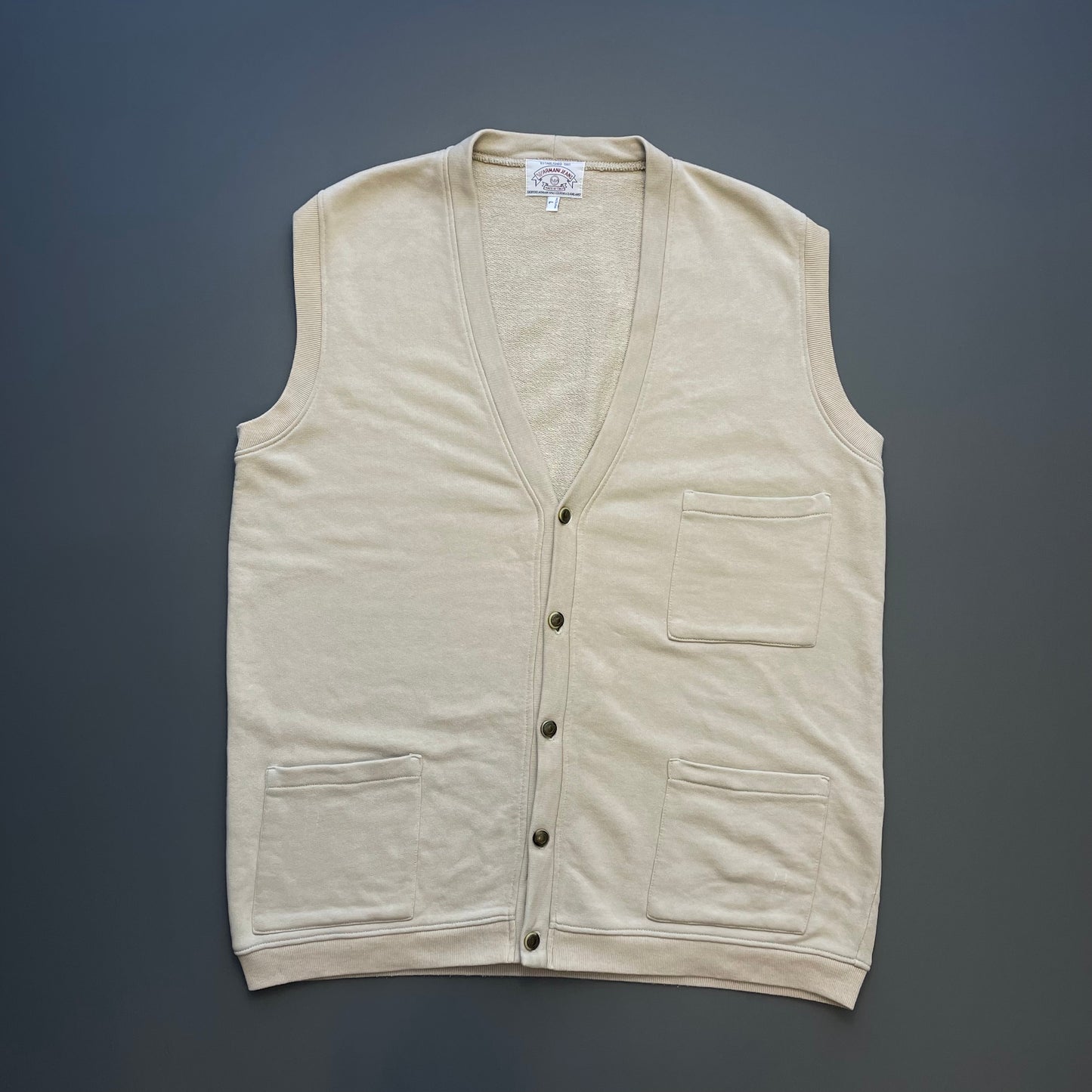 Armani Jeans Beige 90s Cotton Pocket Vest