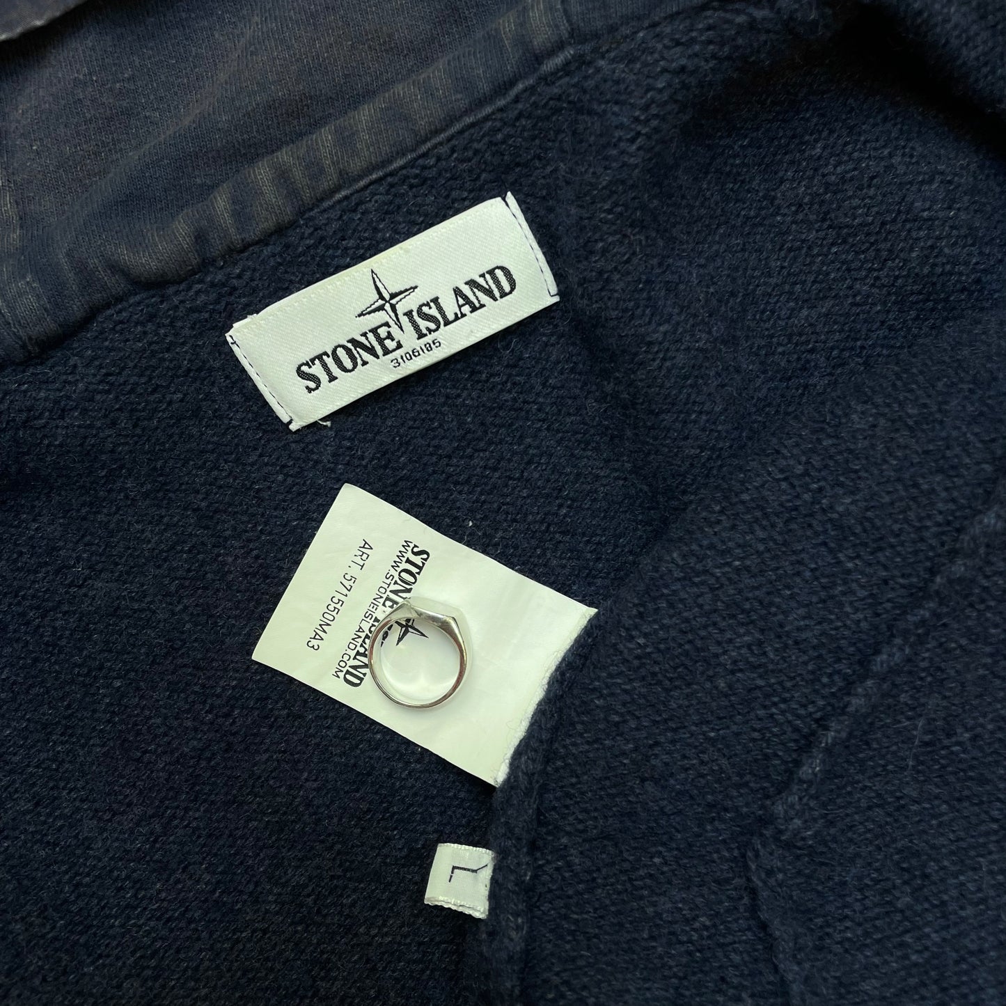 Stone Island Blue AW12 Contrast Hood Zip-Through Cardigan Jacket