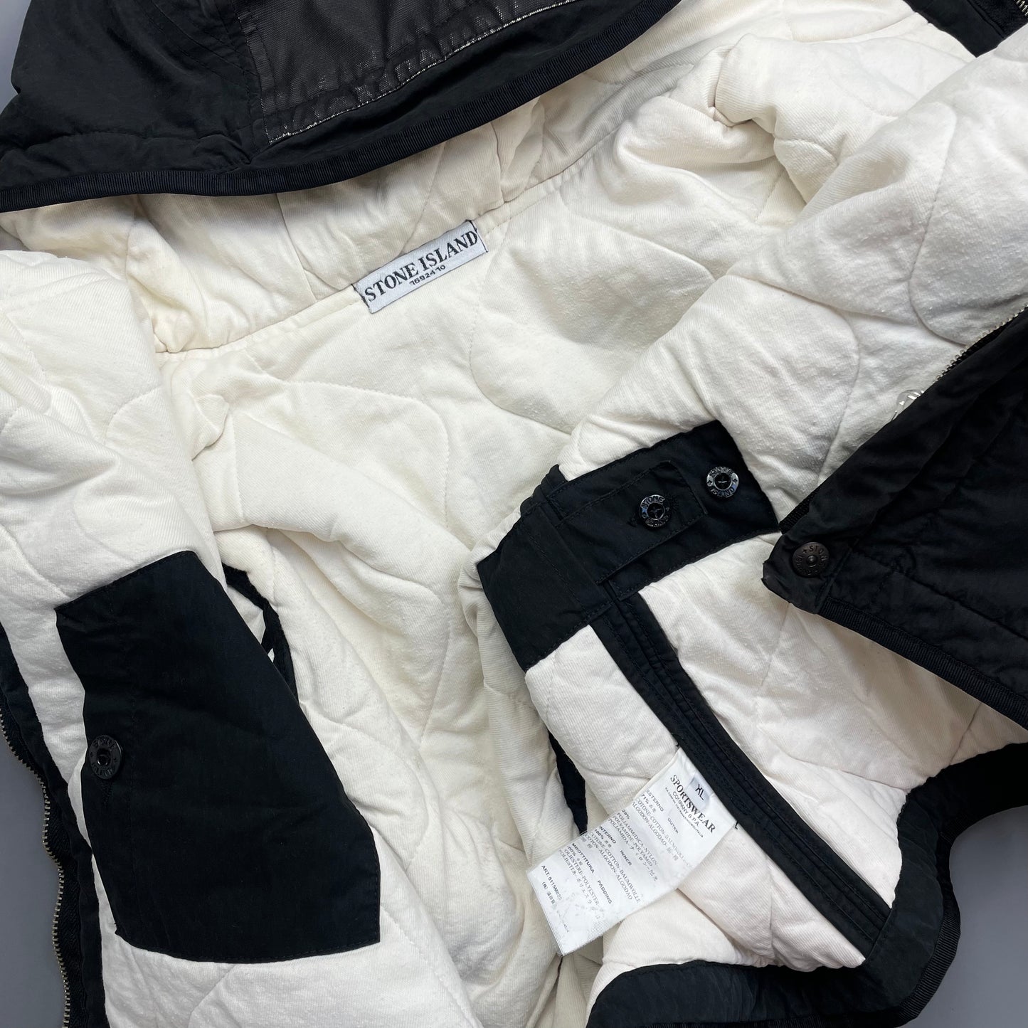 Stone Island Black AW09 Quilt-Lined Hooded Jacket