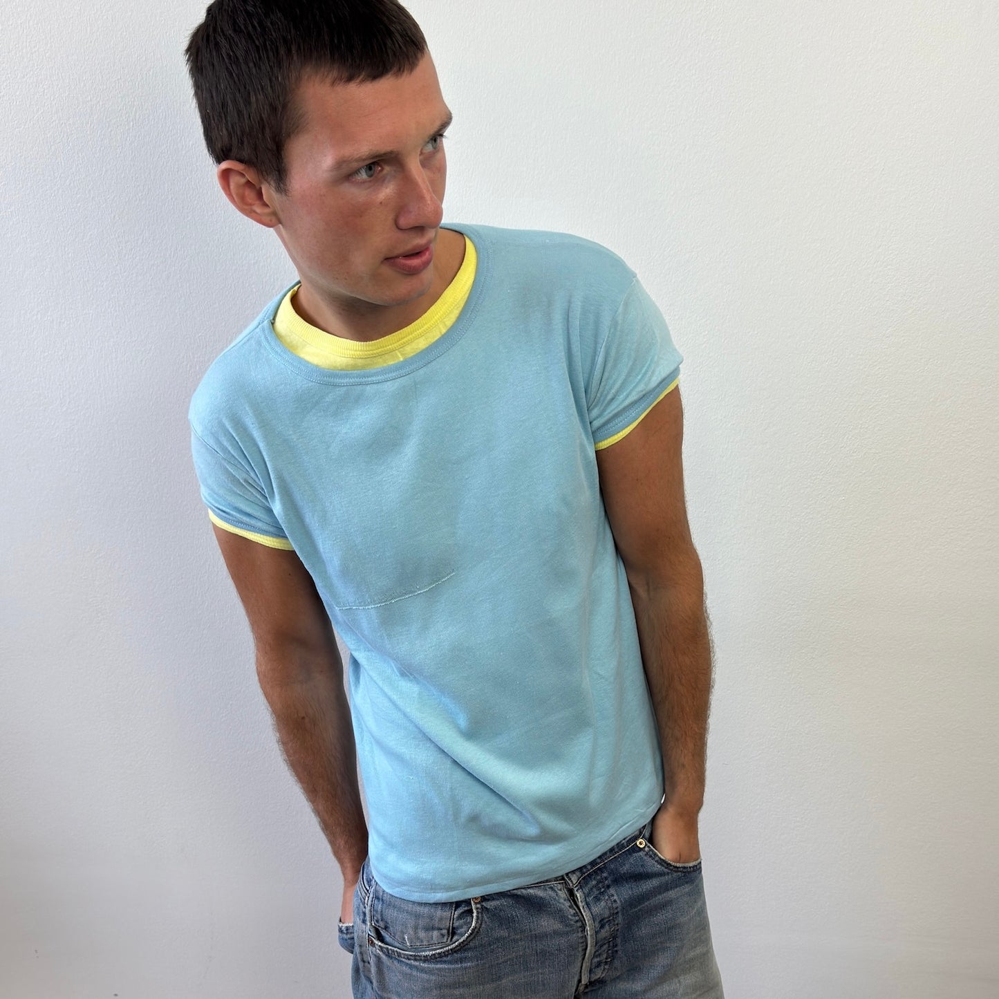 Vintage Blue 60s/70s Fitted T-Shirt
