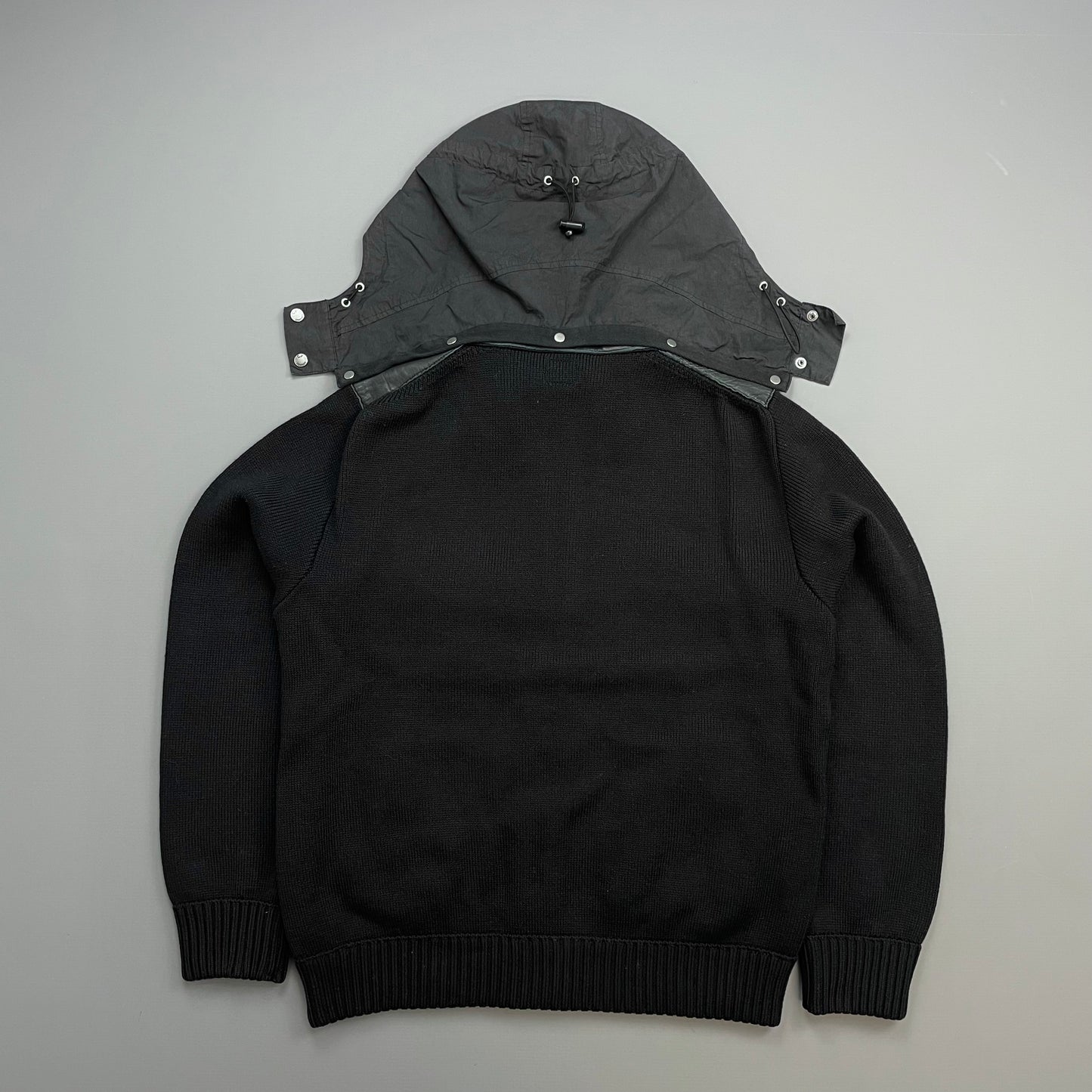 C.P. Company Black AW06 Leather & Wool Hybrid Detachable Hood Jacket