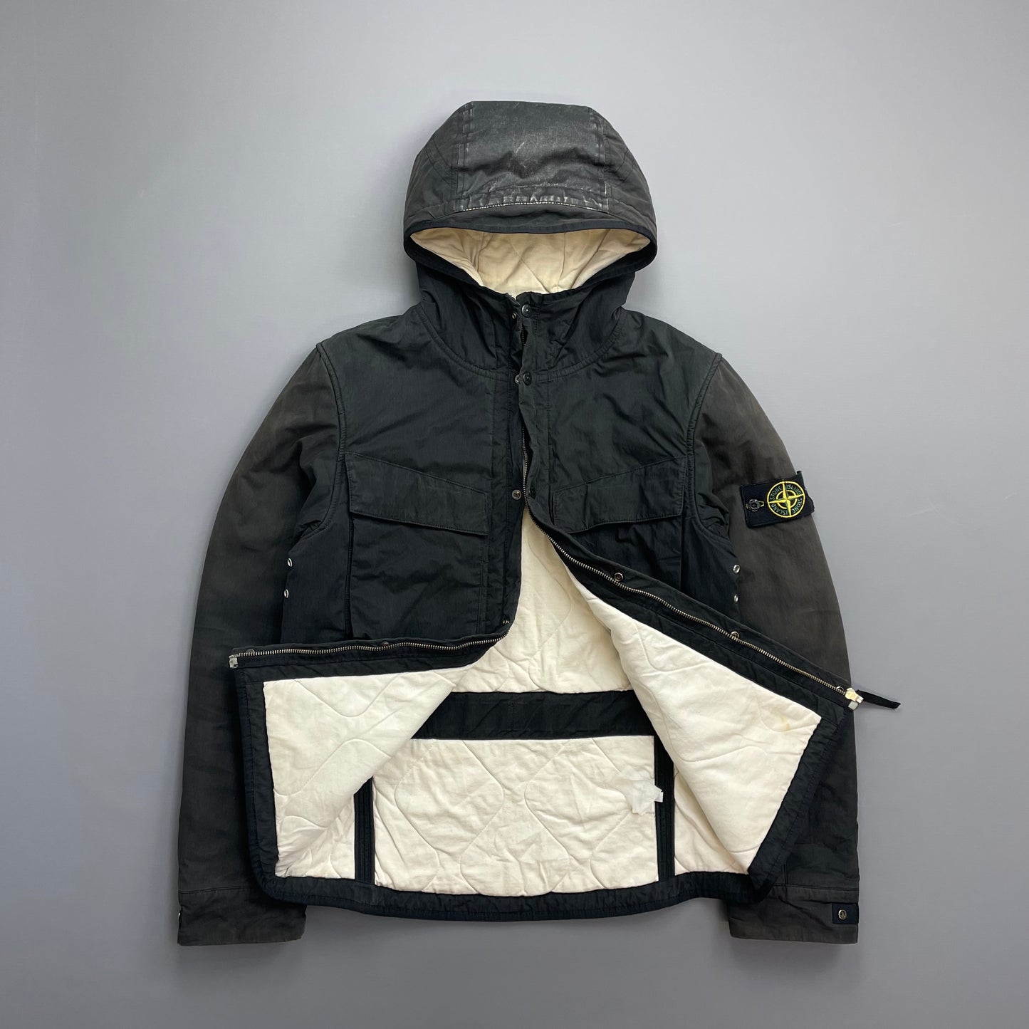 Stone Island Black AW09 Quilt-Lined Hooded Jacket