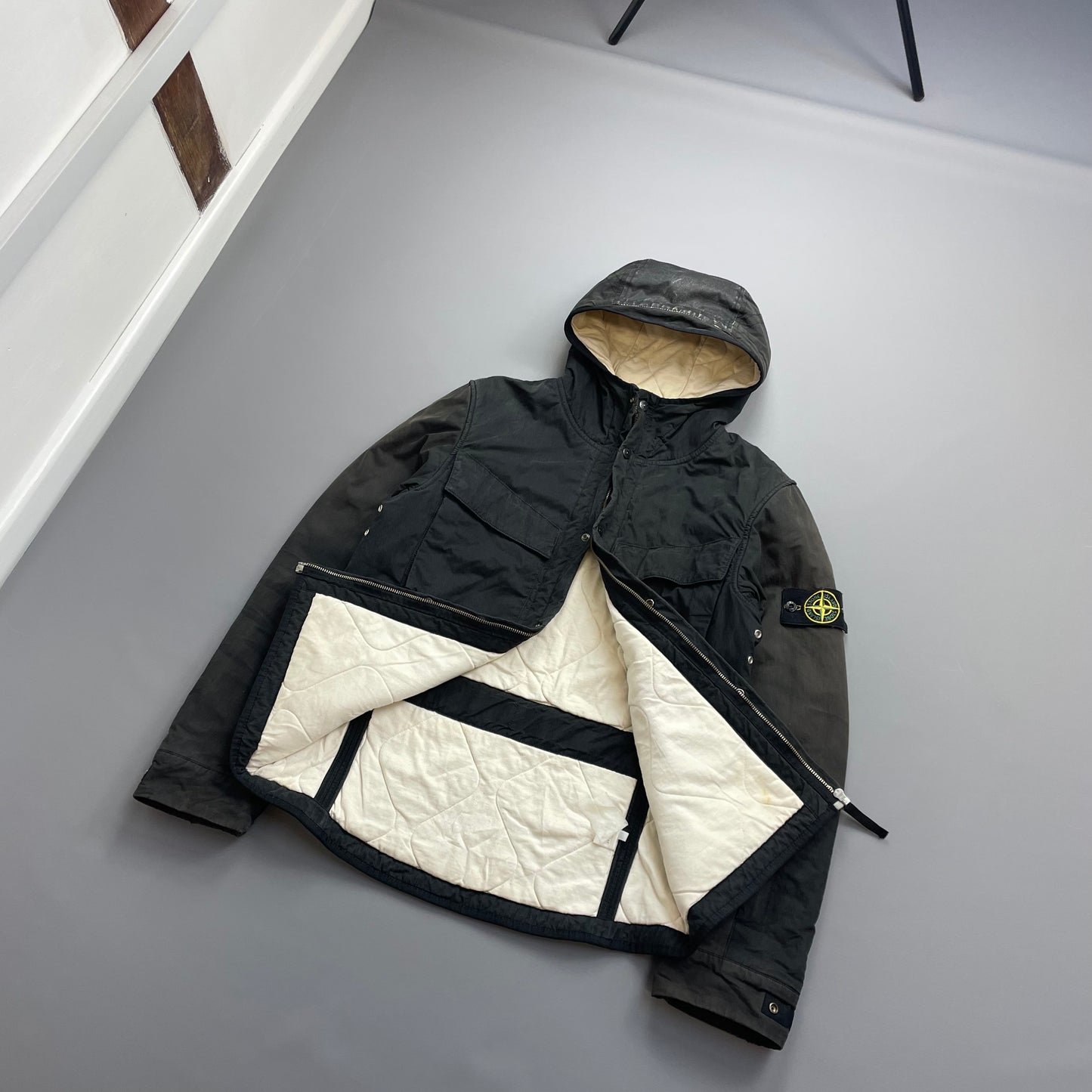 Stone Island Black AW09 Quilt-Lined Hooded Jacket