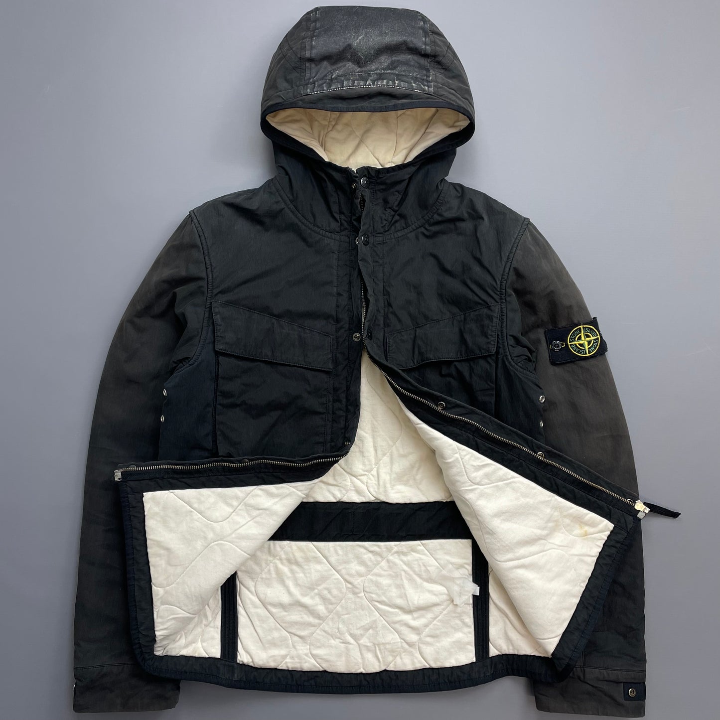 Stone Island Black AW09 Quilt-Lined Hooded Jacket