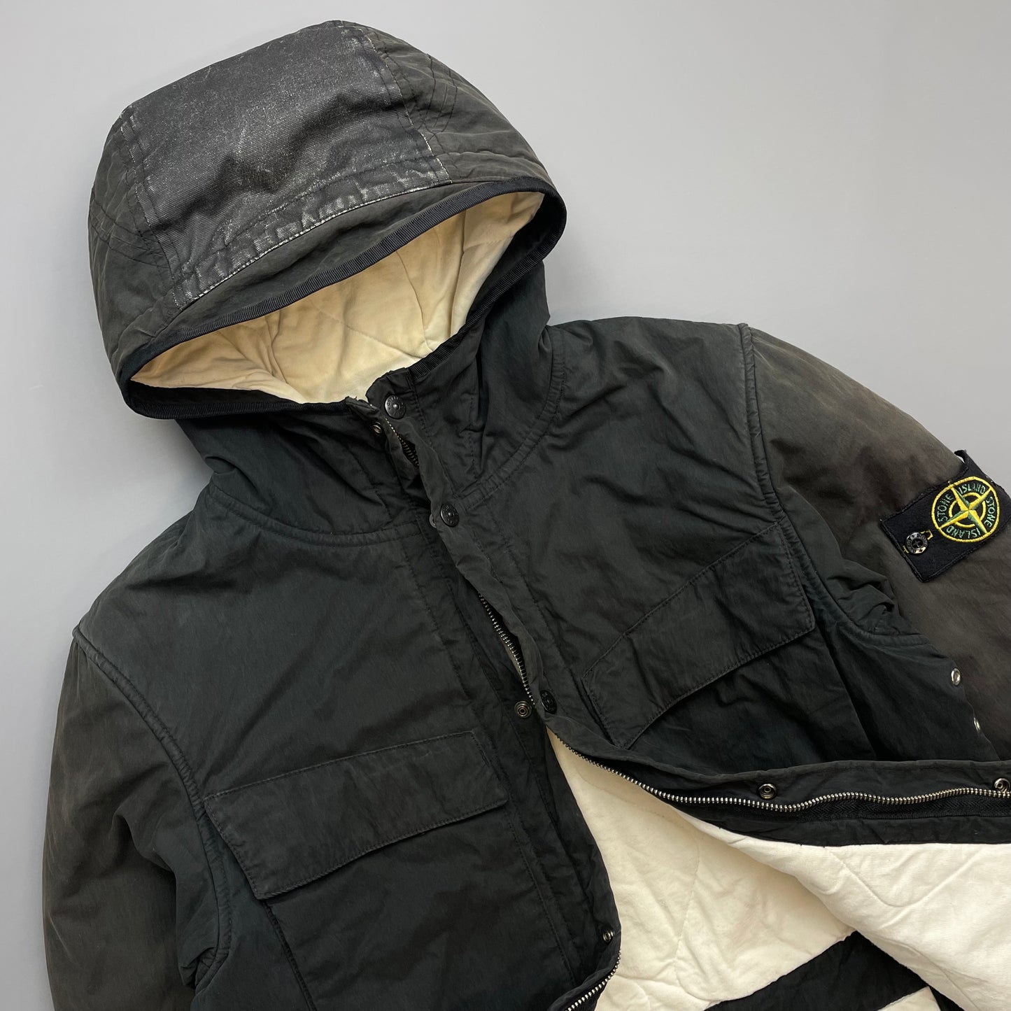 Stone Island Black AW09 Quilt-Lined Hooded Jacket