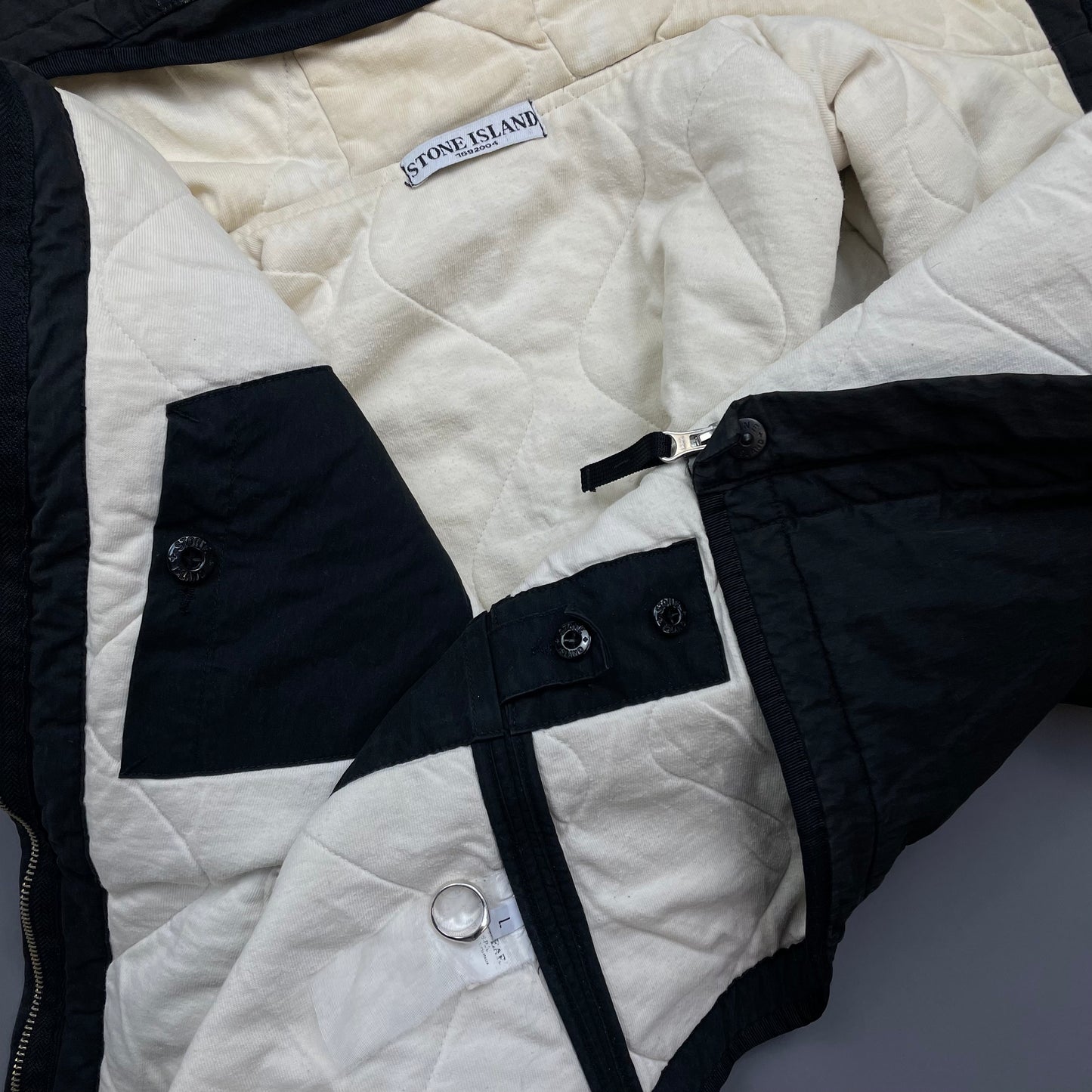 Stone Island Black AW09 Quilt-Lined Hooded Jacket