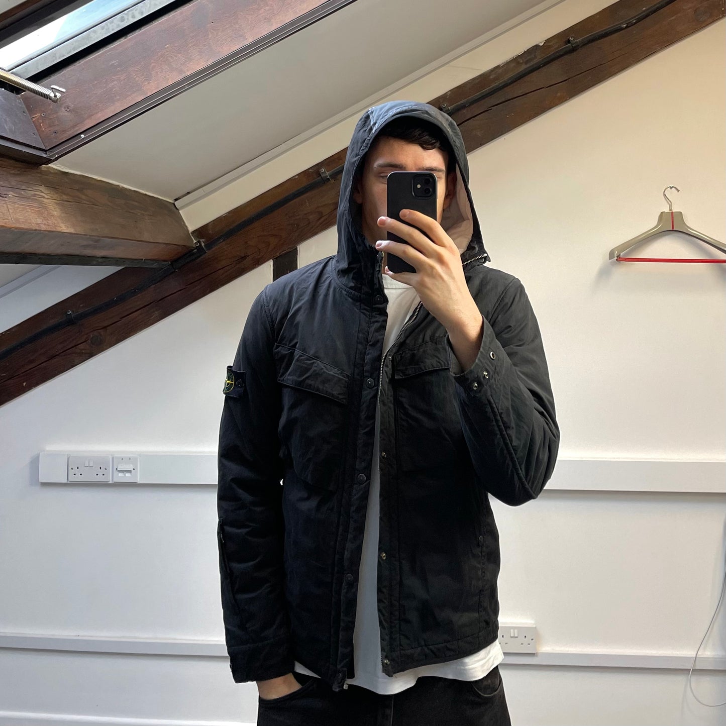 Stone Island Black AW09 Quilt-Lined Hooded Jacket