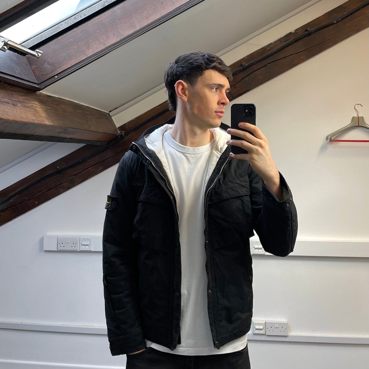 Stone Island Black AW09 Quilt-Lined Hooded Jacket