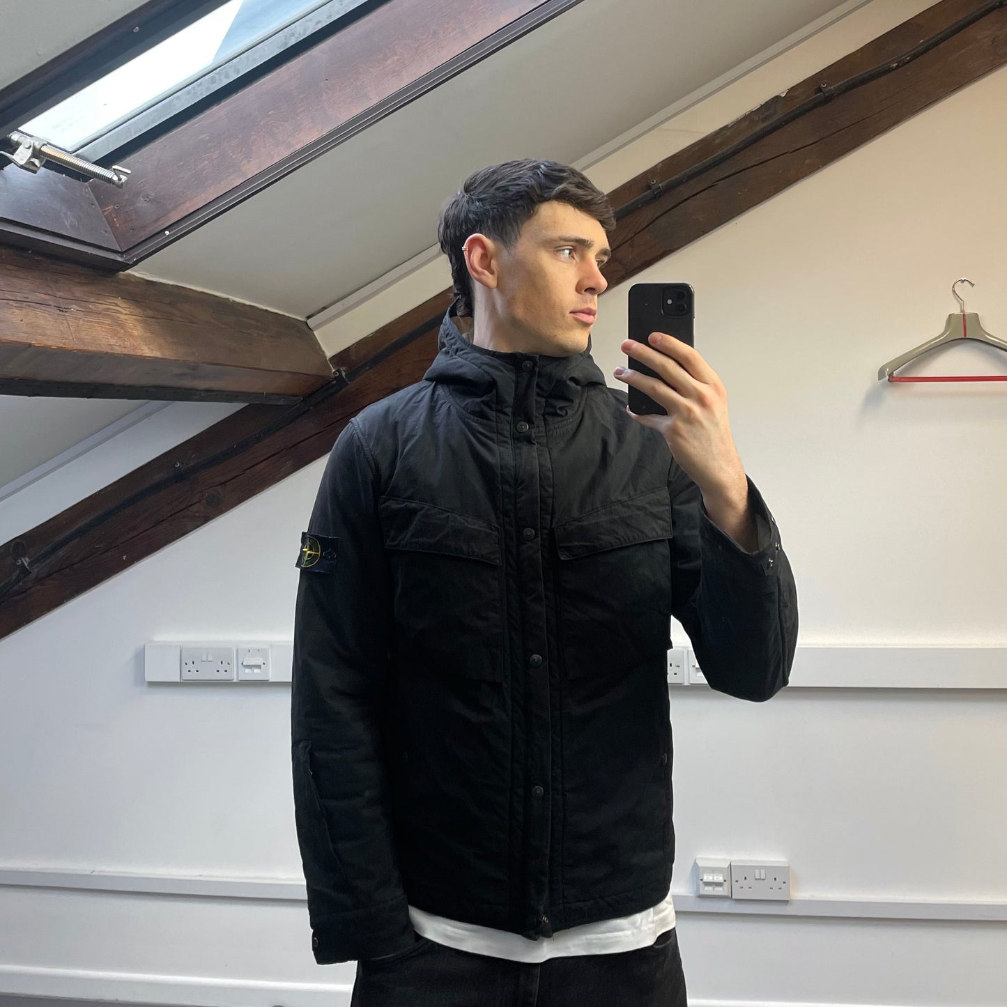 Stone Island Black AW09 Quilt-Lined Hooded Jacket
