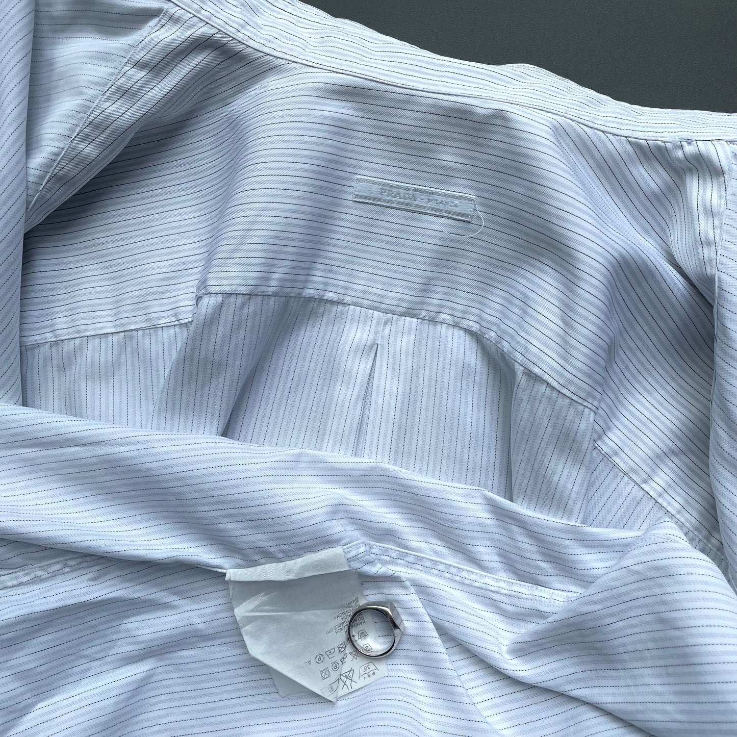 Prada Blue & White 00s Stripe Cinchback Shirt